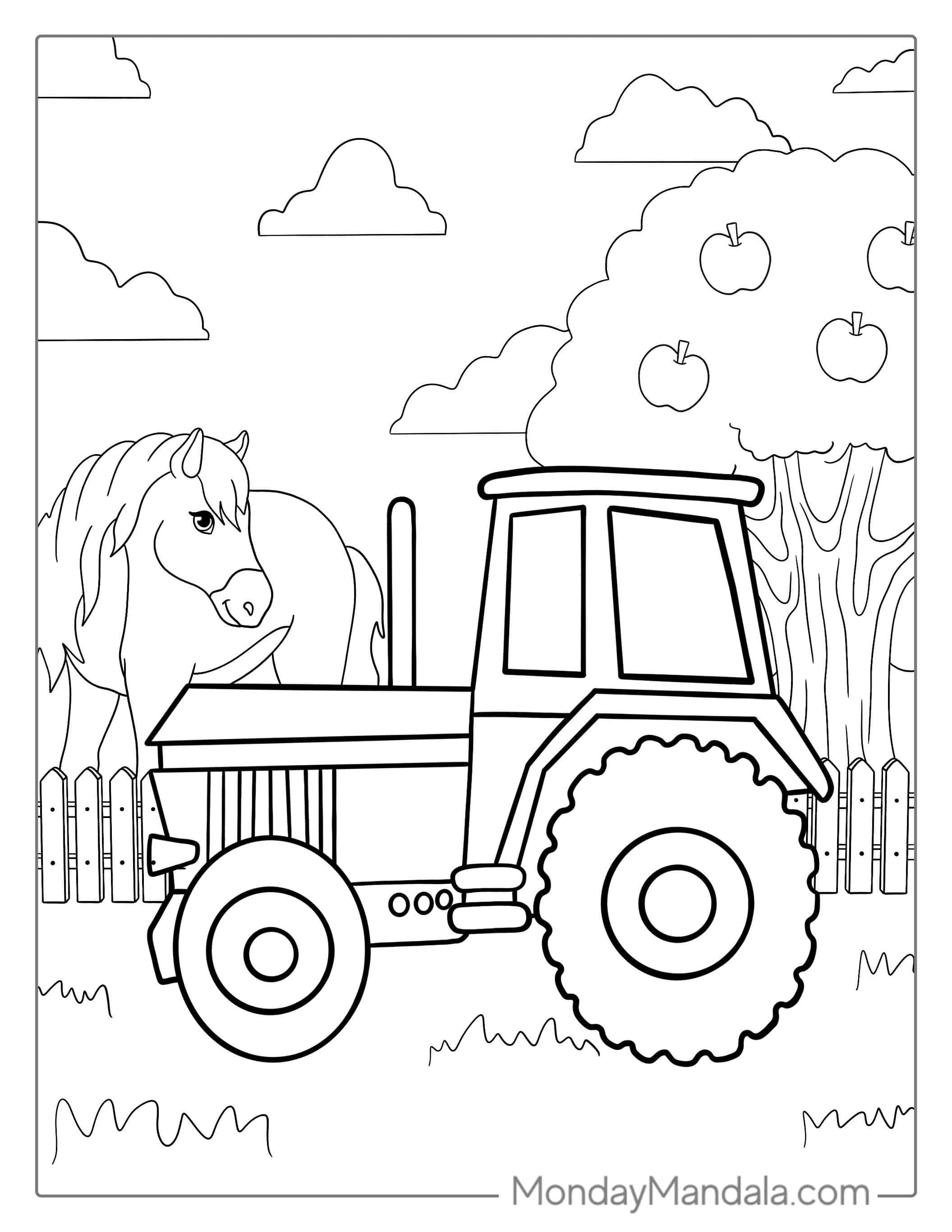Easy Coloring Page Of Tractor coloring page