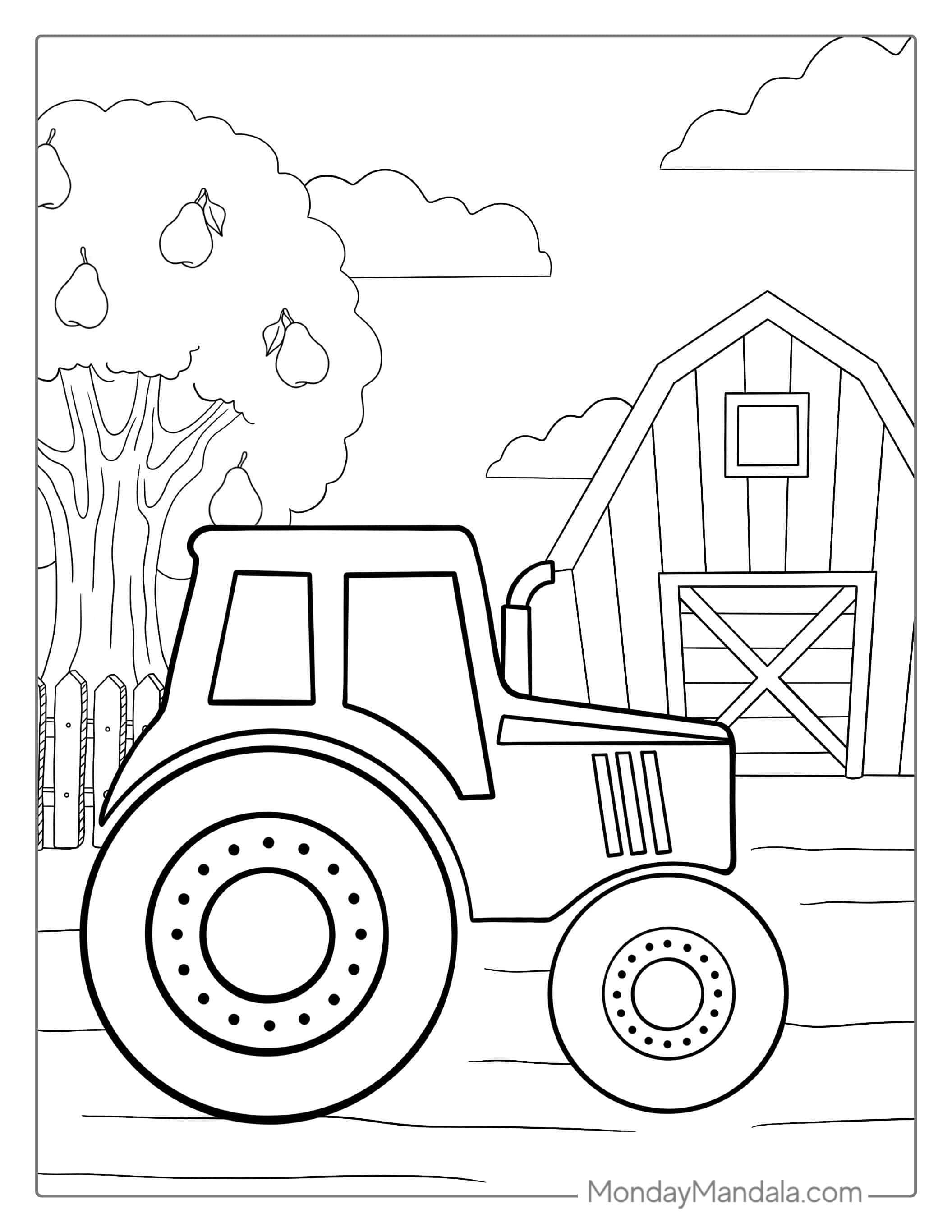 Easy Tractor Coloring Page For Kids coloring page