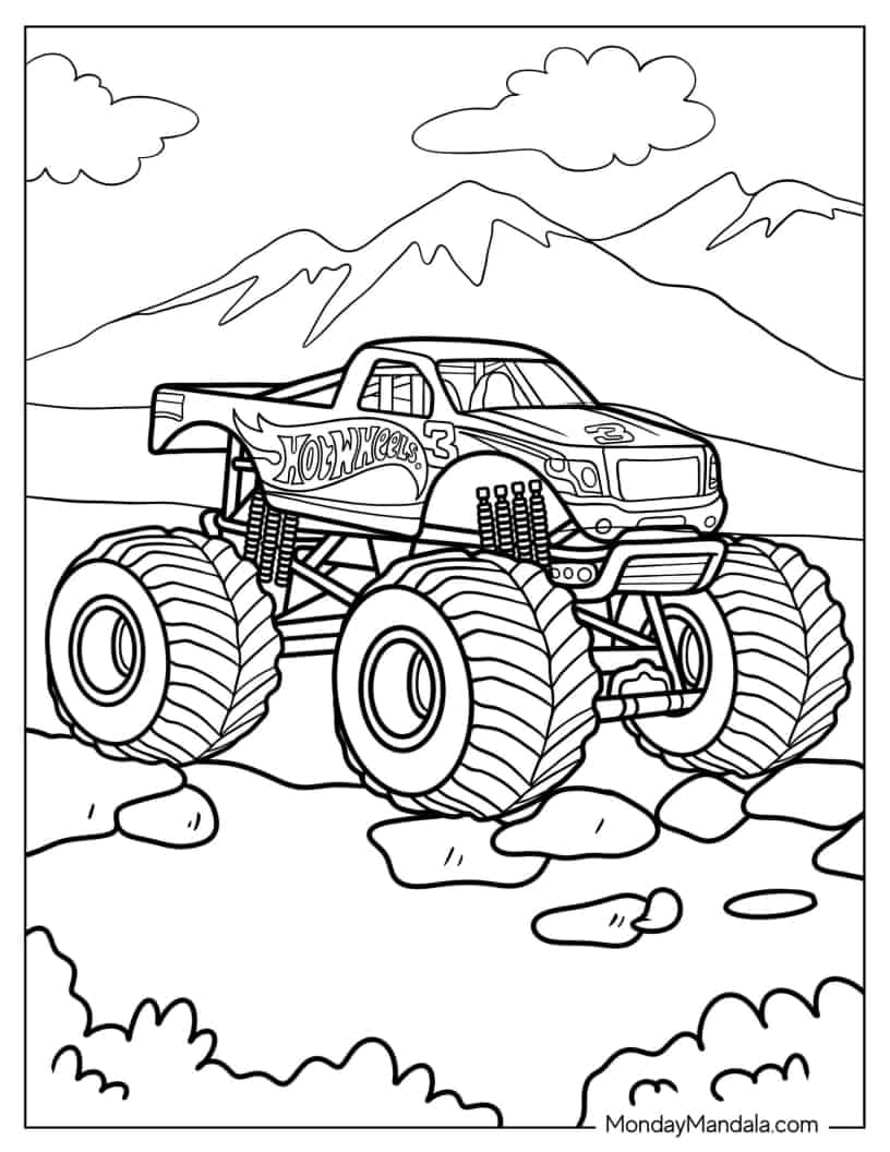 Hot Wheels Monster Truck To Color coloring page