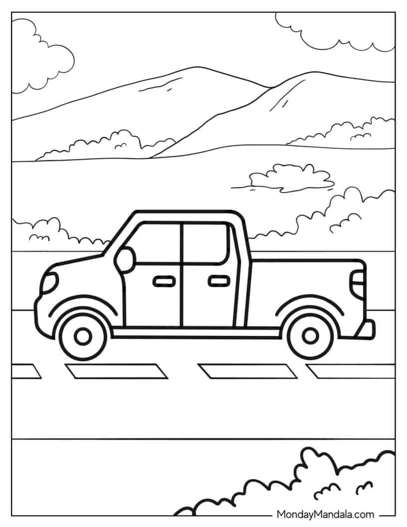 Simple To Color Pick Up Truck To Color coloring page