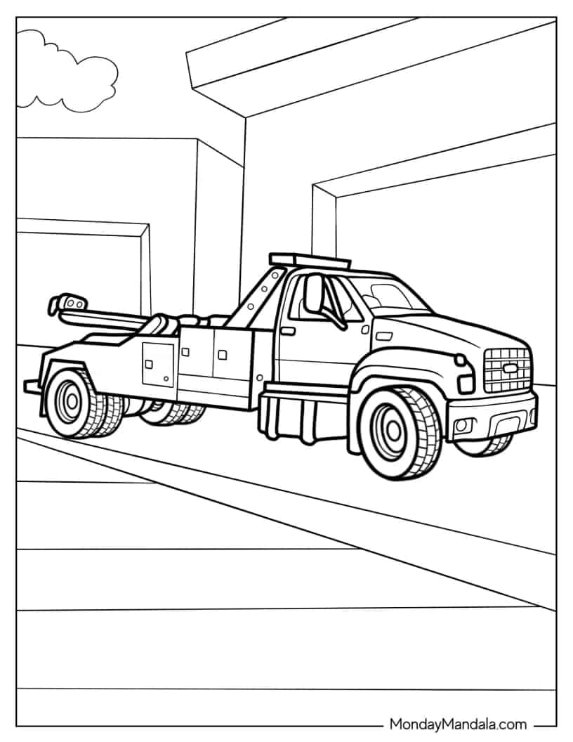 Tow Truck Coloring Sheet coloring page