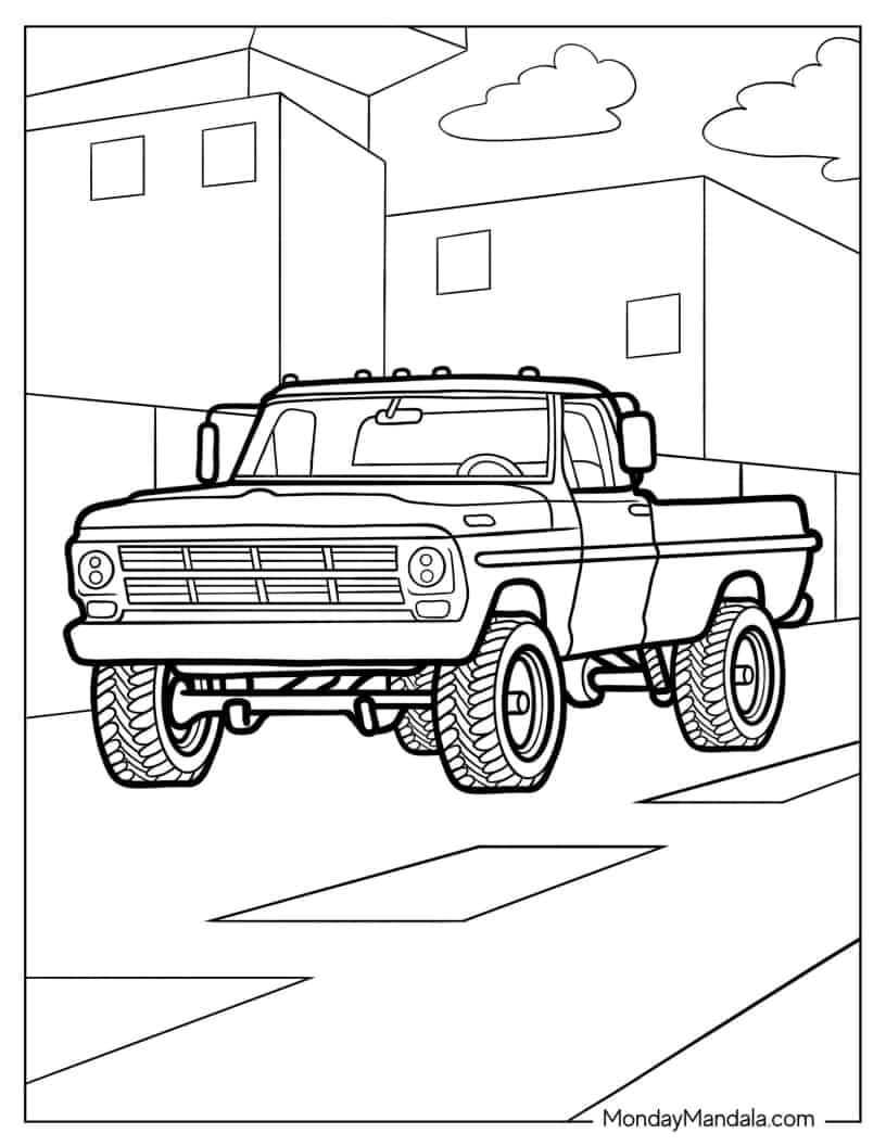 Vintage Pickup Truck Coloring Sheet coloring page