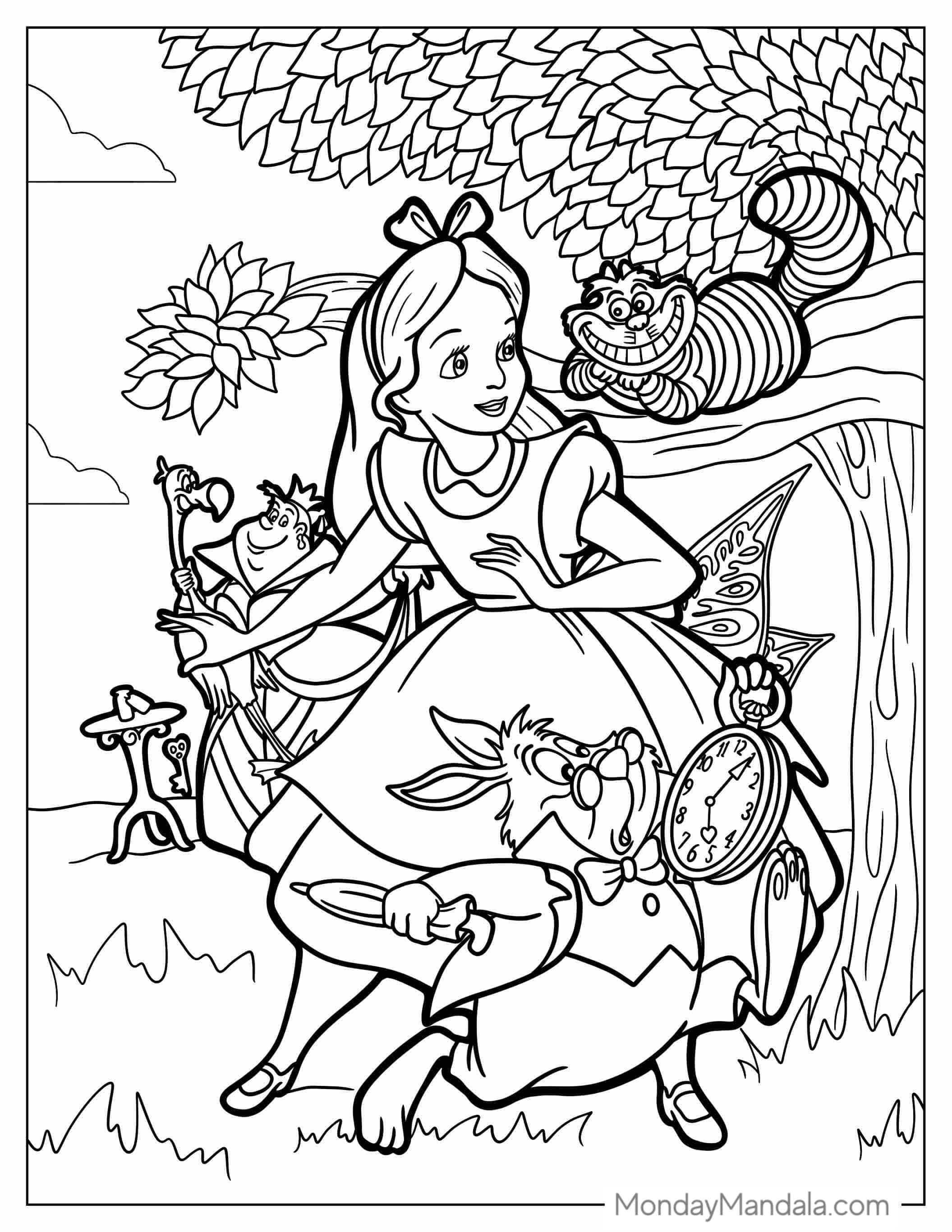 Detailed Alice In Wonderland Coloring Page coloring page