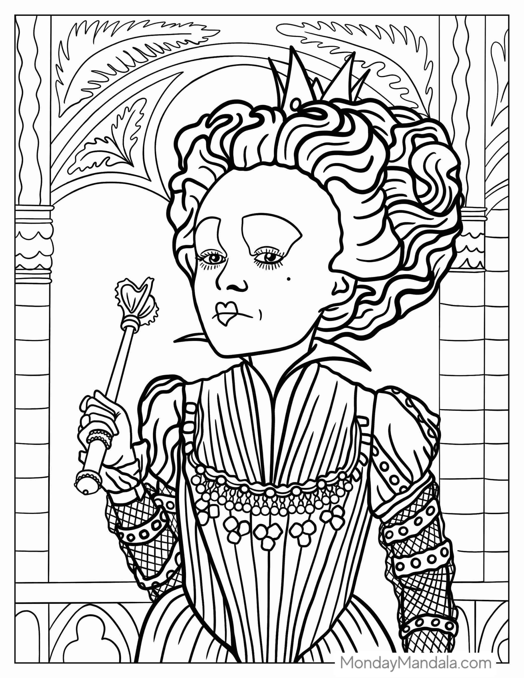 Detailed Red Queen From 2010 Movie coloring page