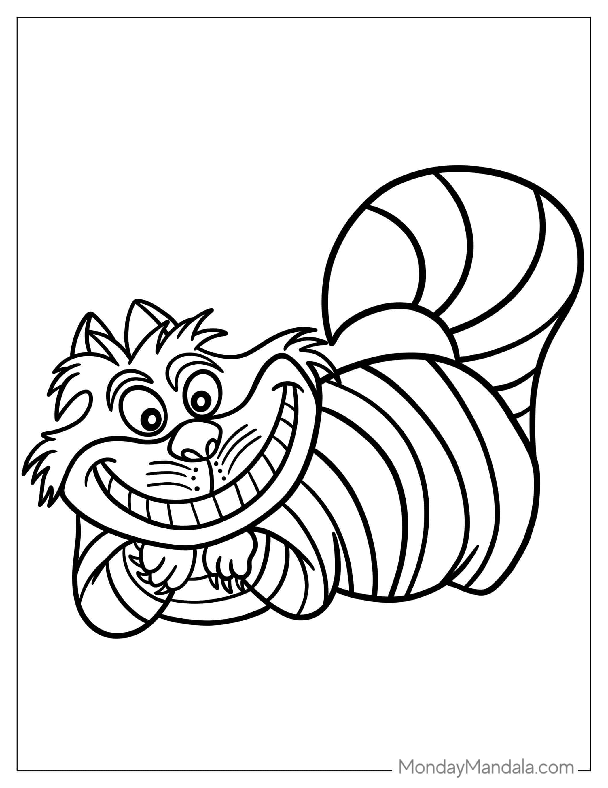 Easy Cheshire Cat From Alice In Wonderland To Color coloring page