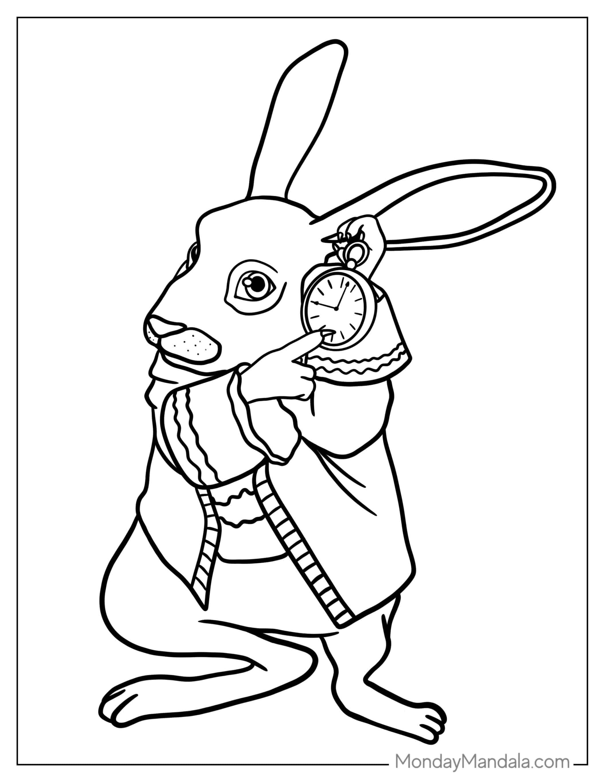 Easy Coloring Page Of White Rabbit For Kids coloring page