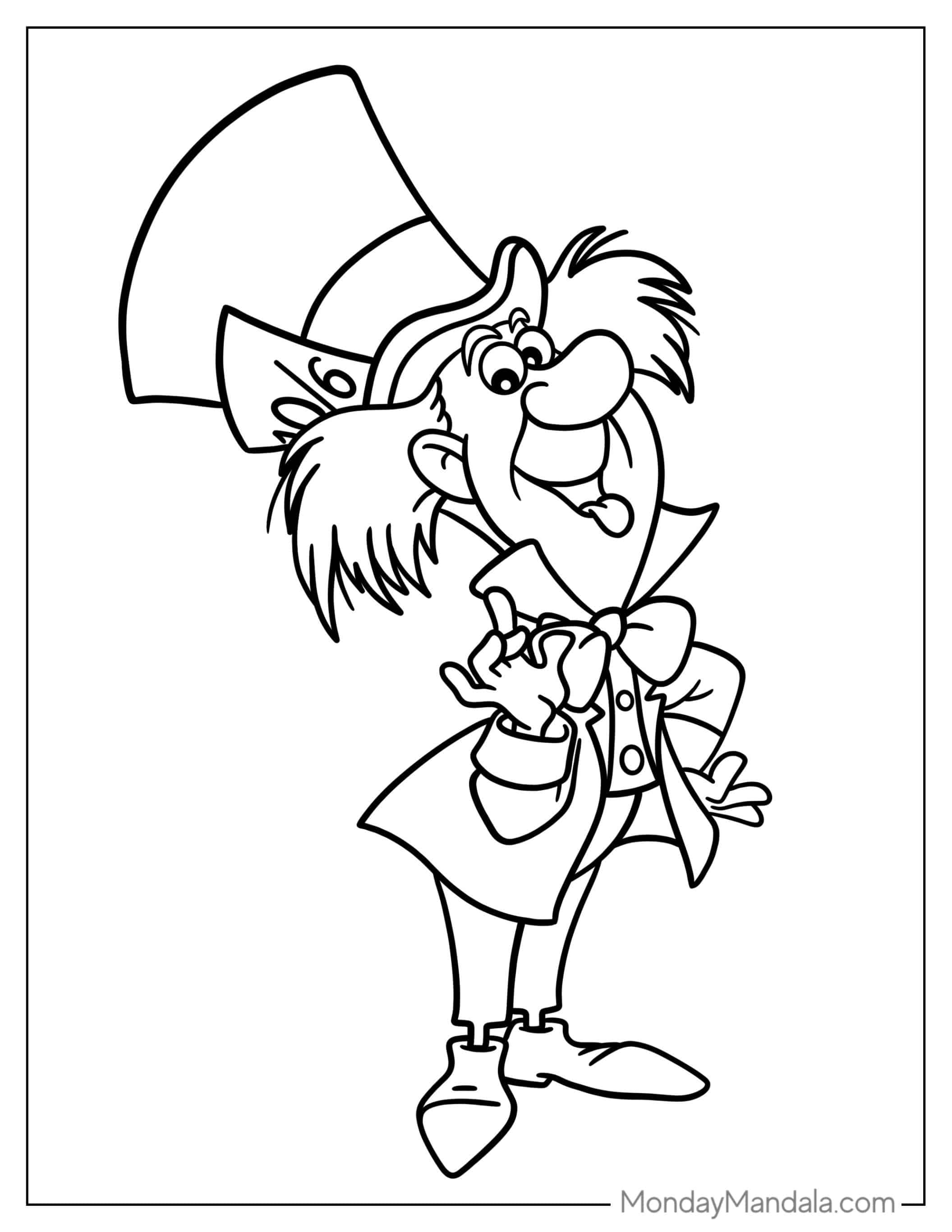 Easy Mad Hatter From Alice In Wonderland To Color coloring page
