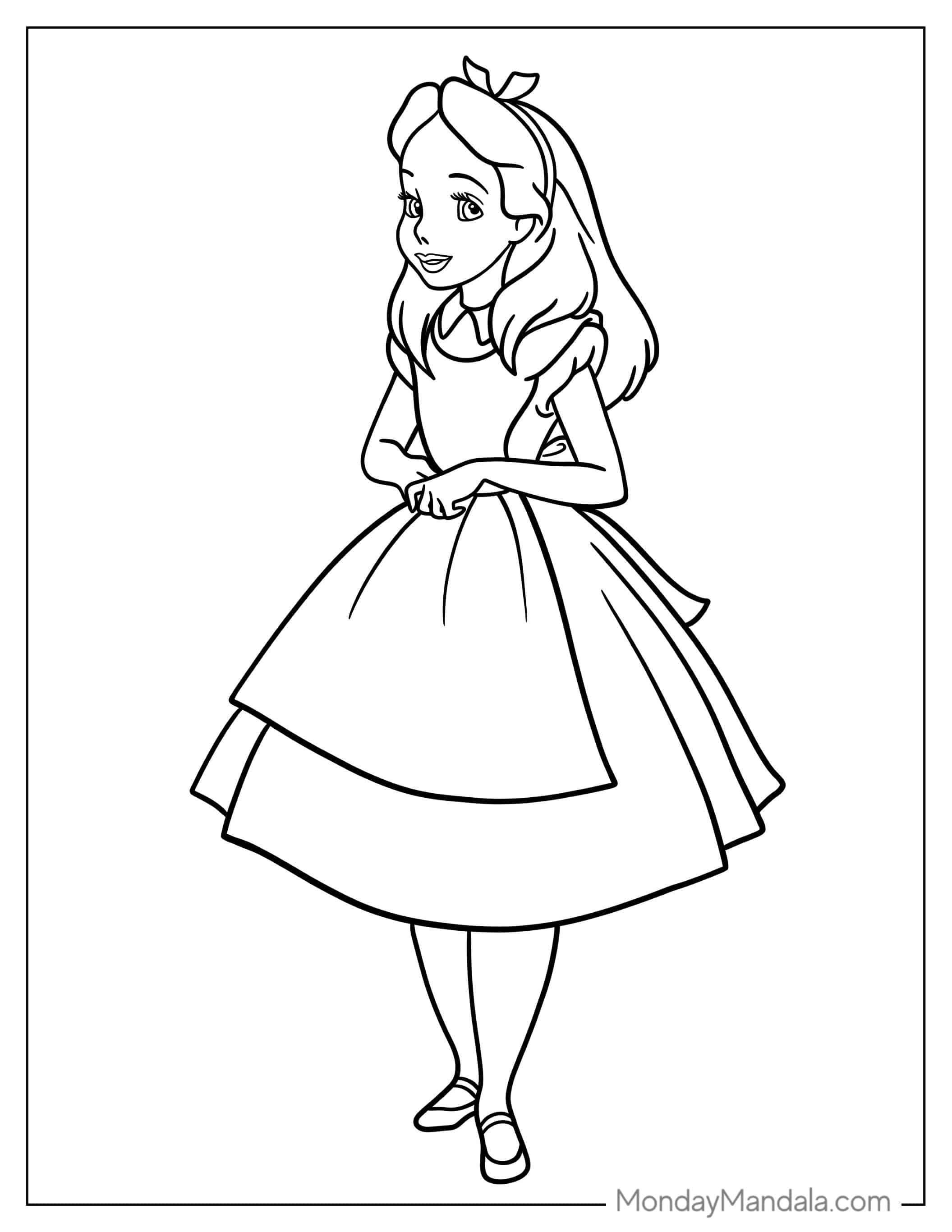 Easy Outline Of Alice To Color coloring page
