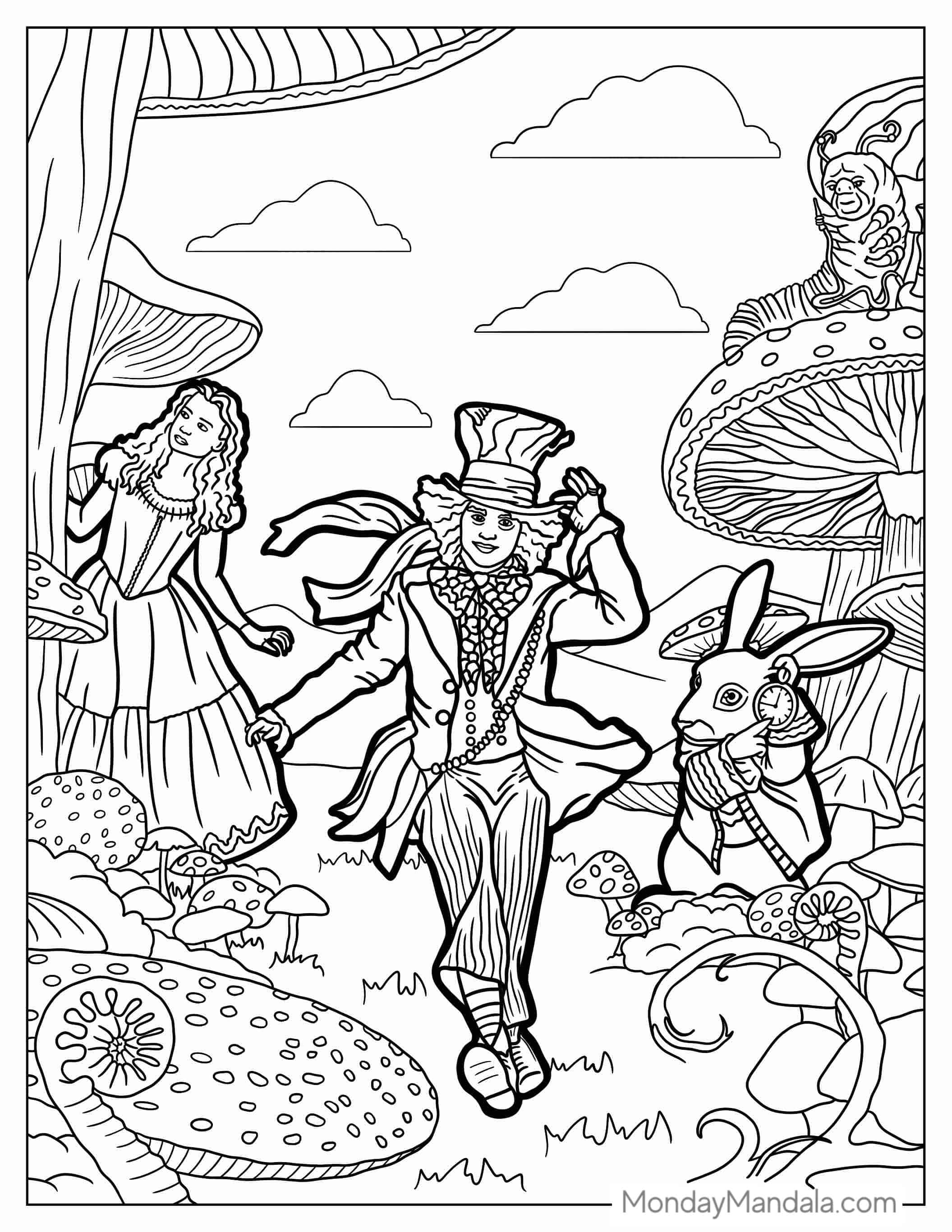 Time Burton Alice In Wonderland Coloring Page coloring page