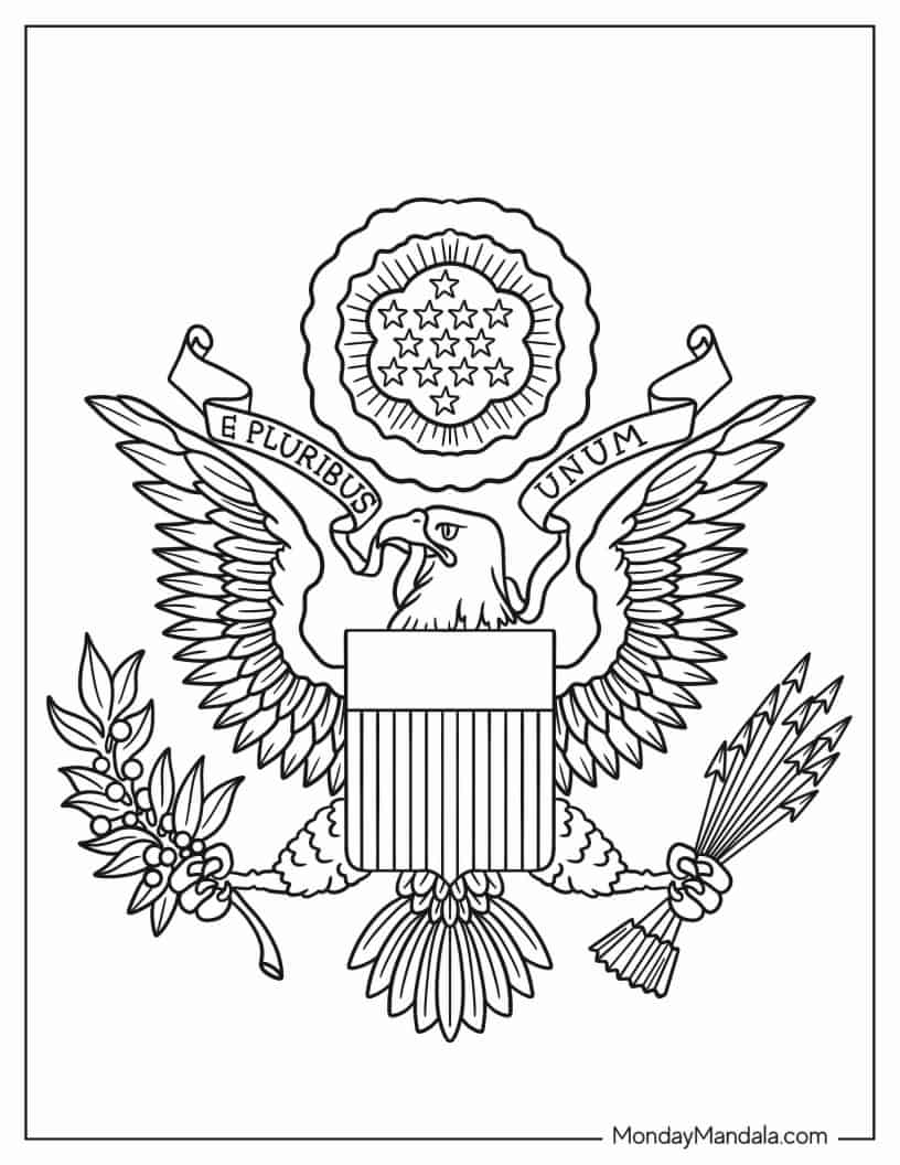 American Coat Of Arms Coloring Page coloring page — printable line art