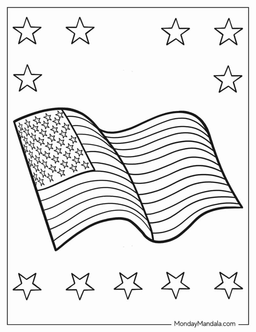 Simple American Flag To Color coloring page