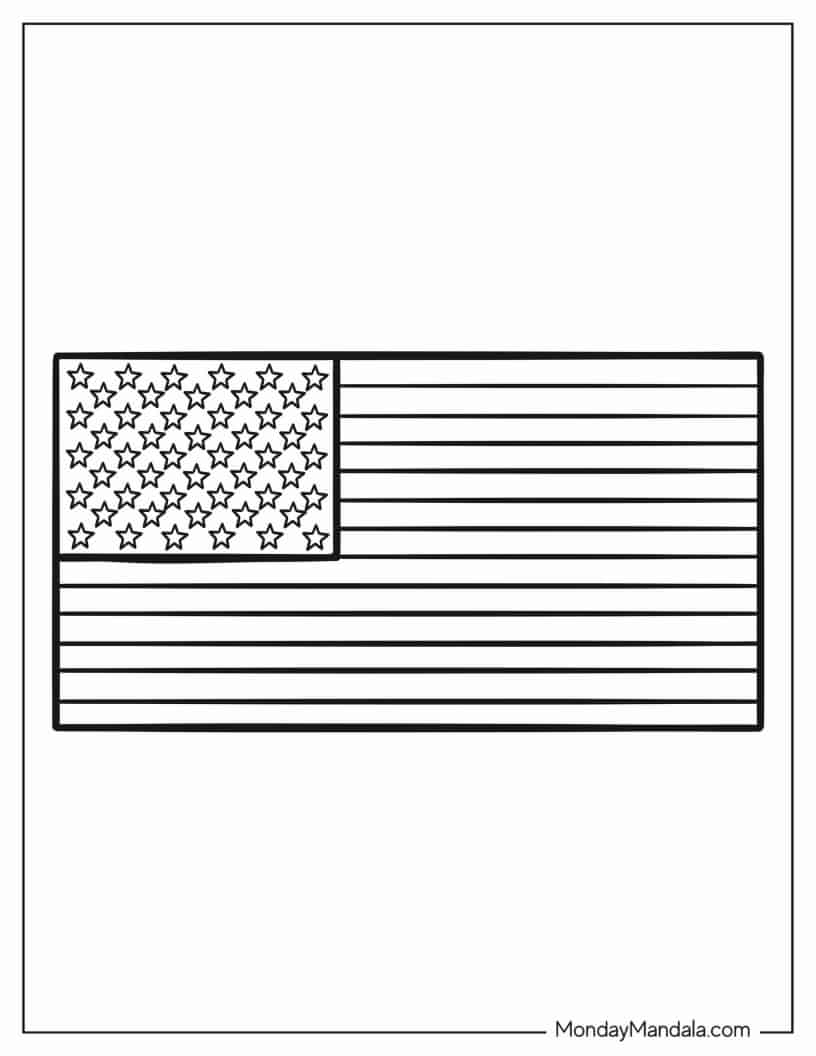 Simple Outline Of American Flag To Color coloring page — printable line art