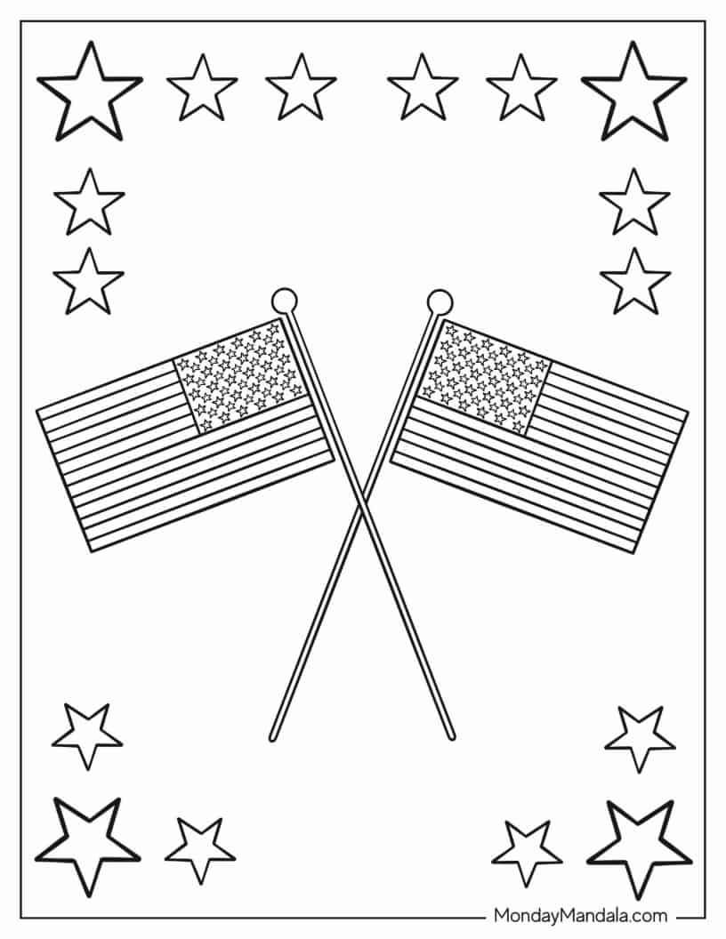 Two Flaglets of American Flag coloring page