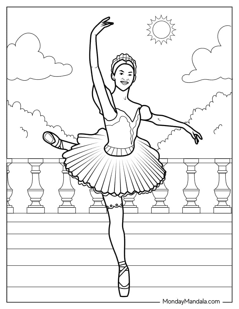Ballerina Dancing Coloring Page coloring page