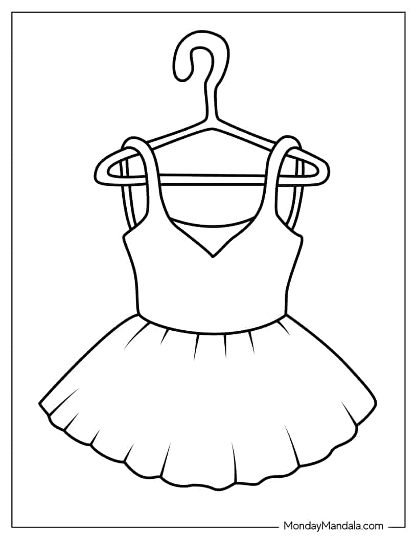 Ballerina Dress Coloring Page coloring page — printable line art