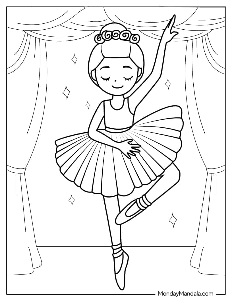 Ballerina Practising Dance Moves coloring page