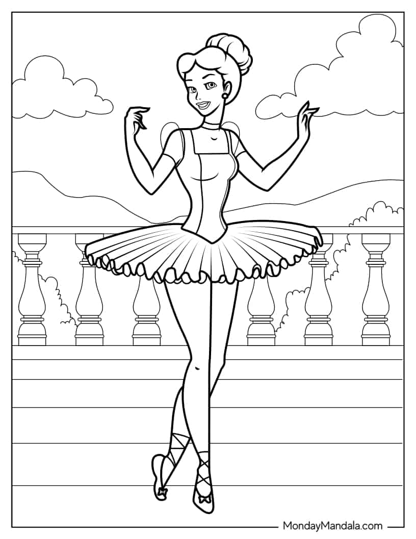 Cinderella Ballerina Coloring Page coloring page