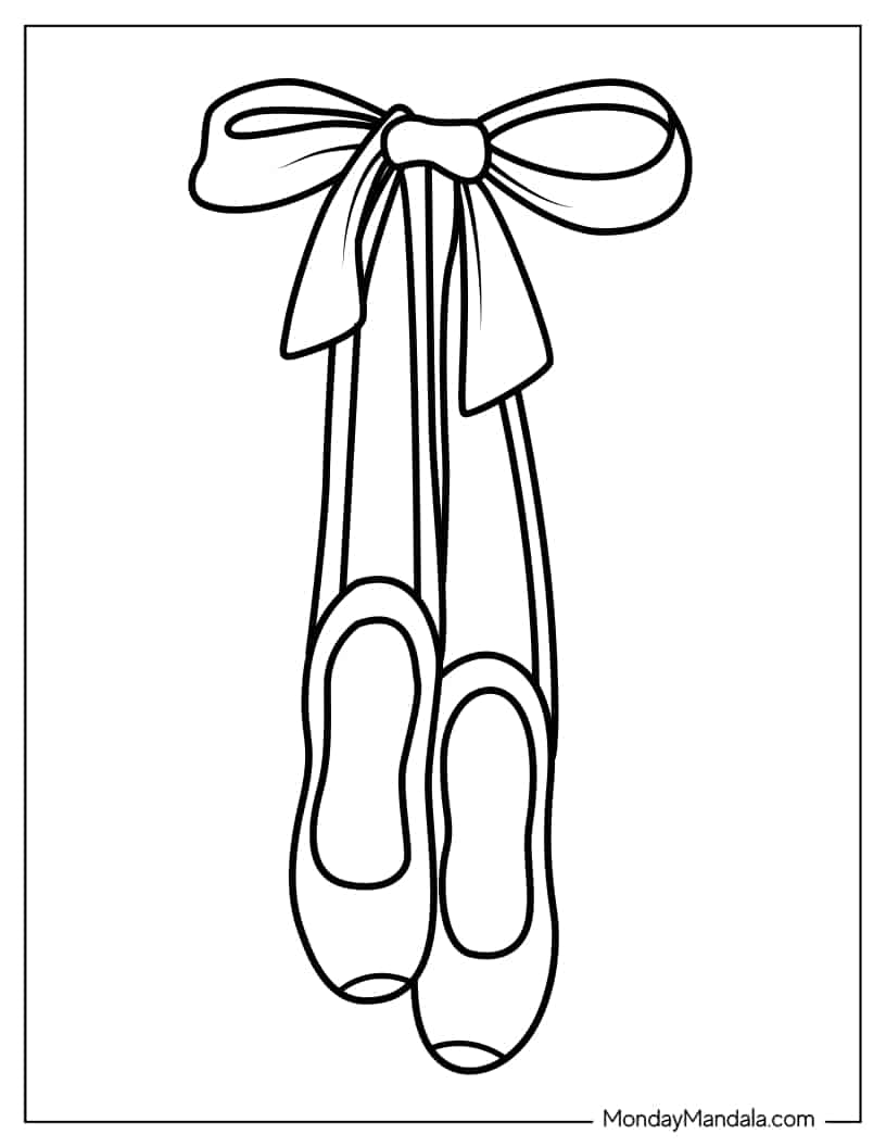 Coloring Page Of Ballerina Shoes coloring page — printable line art