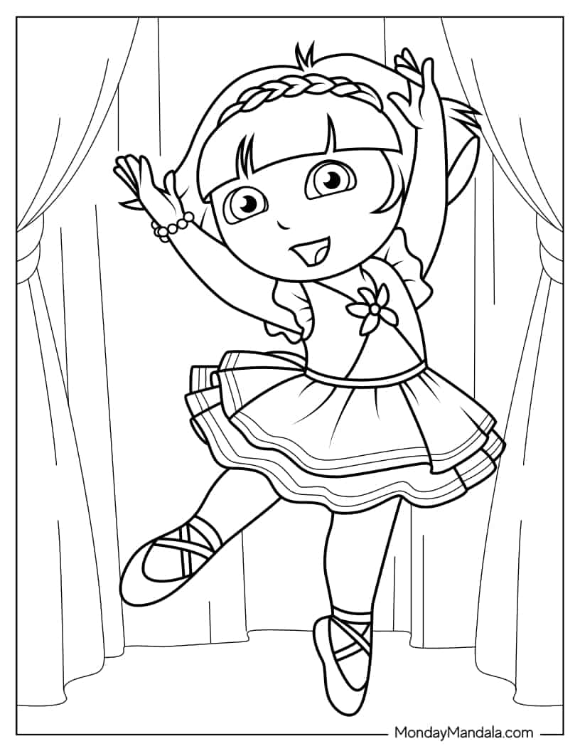 Dora As a Ballerina Coloring Page coloring page