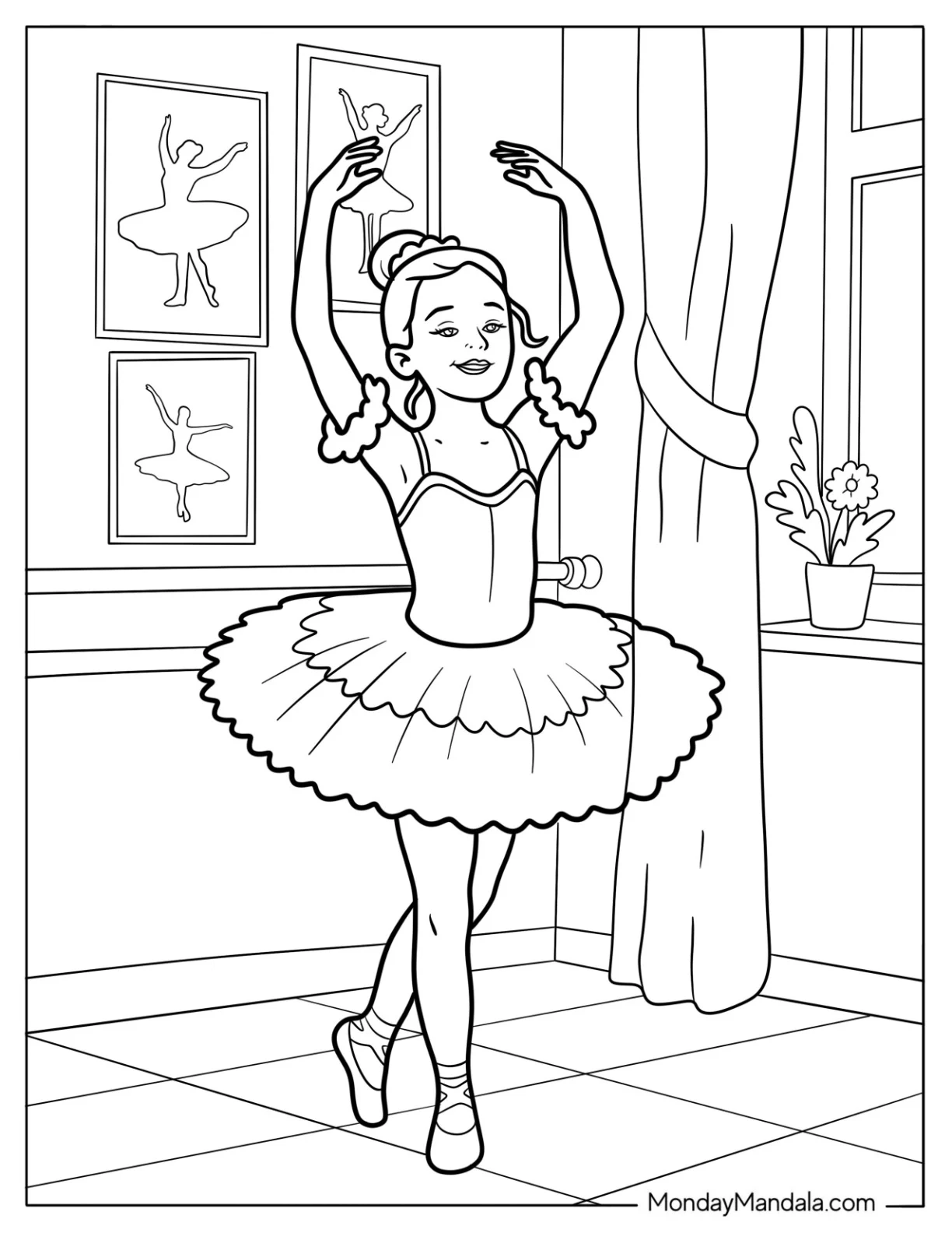 Realistic Ballerina Coloring Page In A Beautiful Tutu coloring page