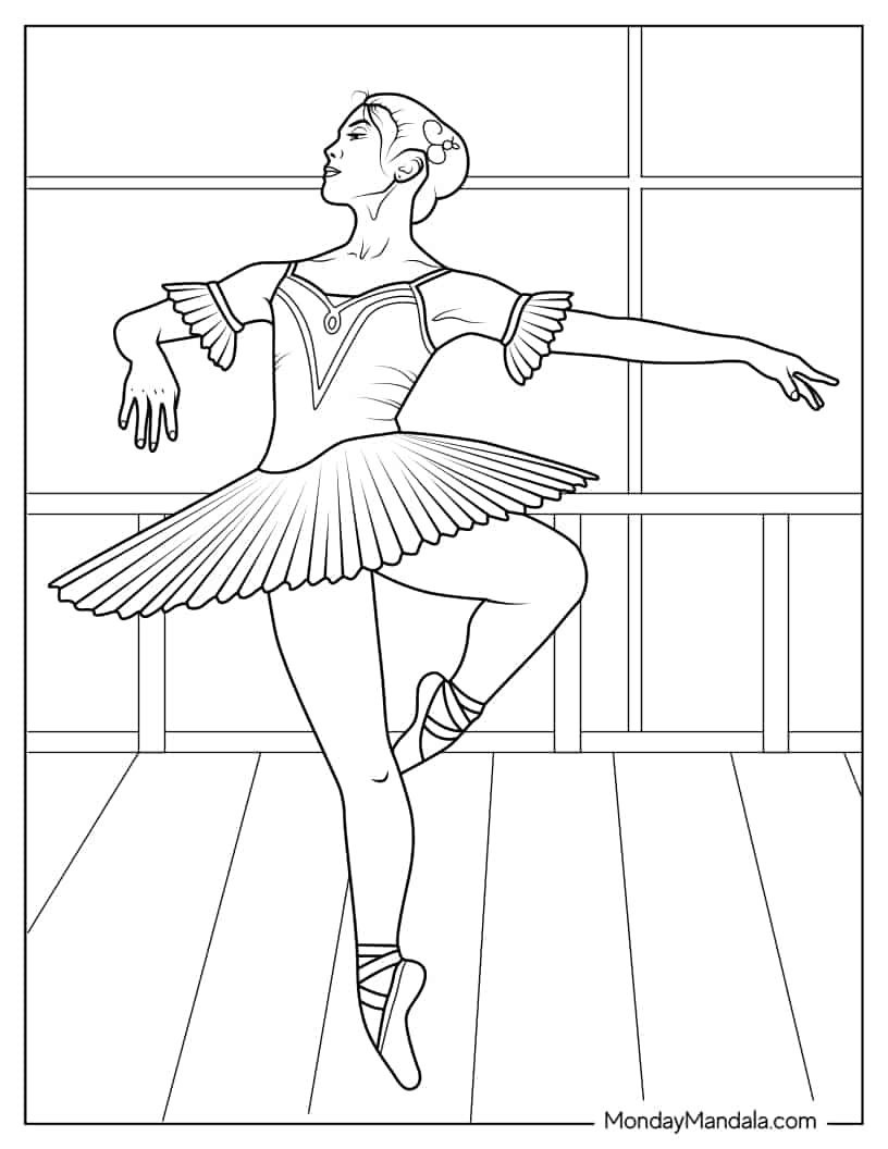 Realistic Ballerina Coloring Page coloring page