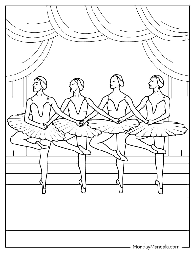 Sleeping Beauty Ballerinas To Color coloring page
