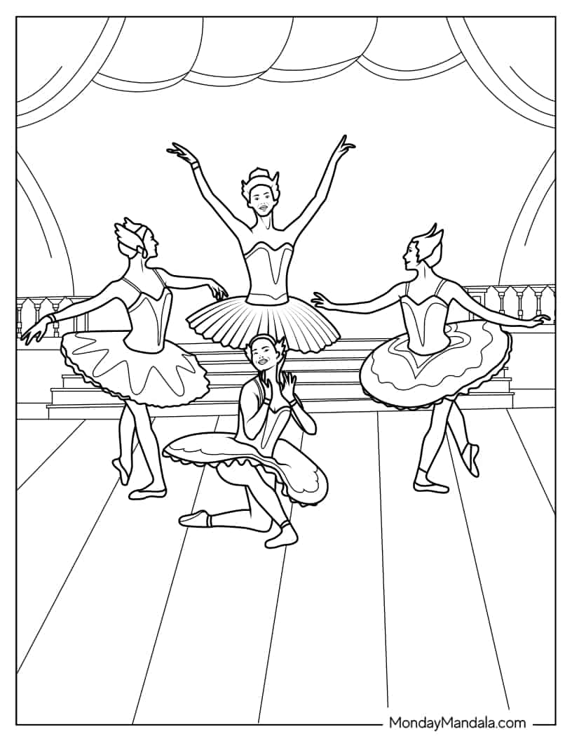 Swan Lake Ballerinas Coloring Page coloring page