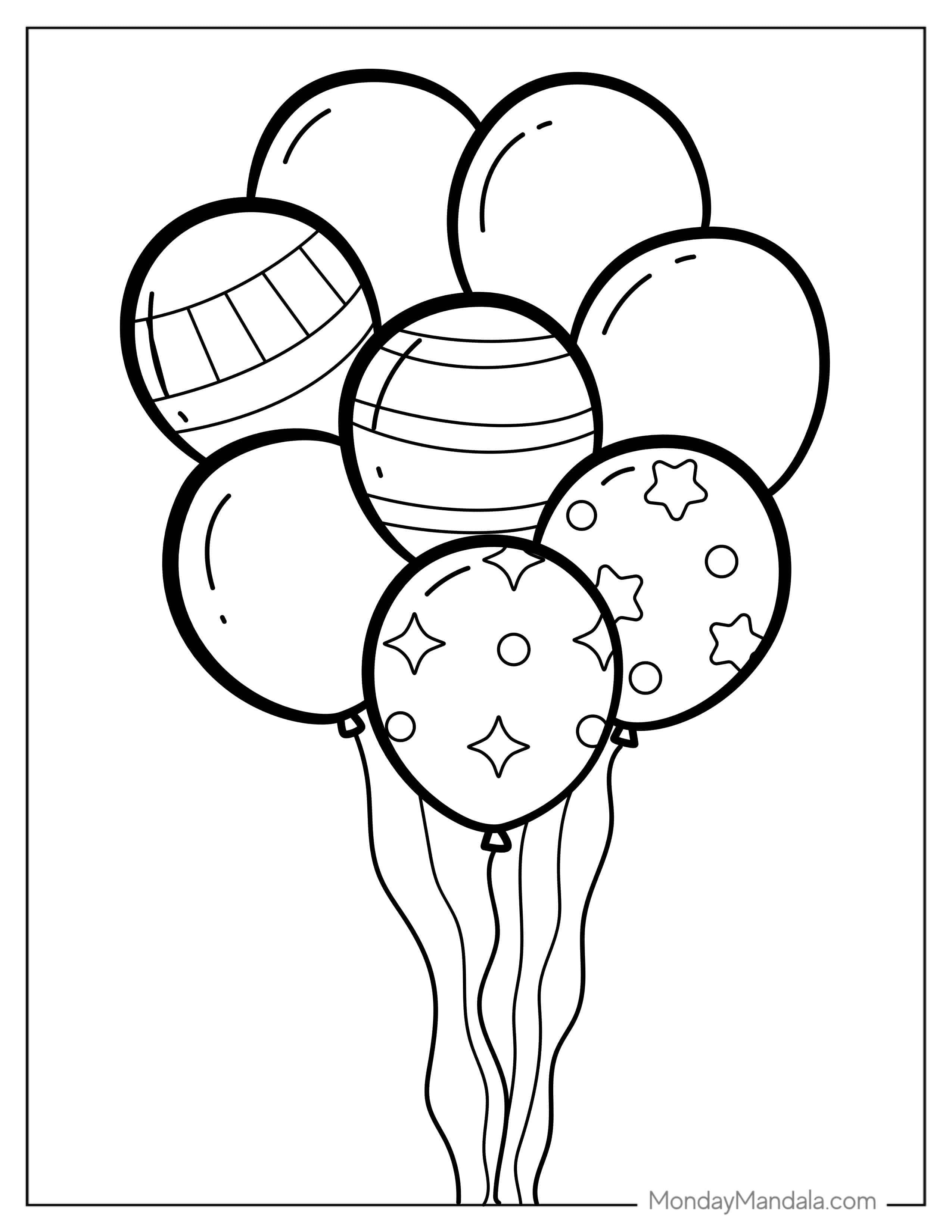 Bunch Of Party Balloons coloring page