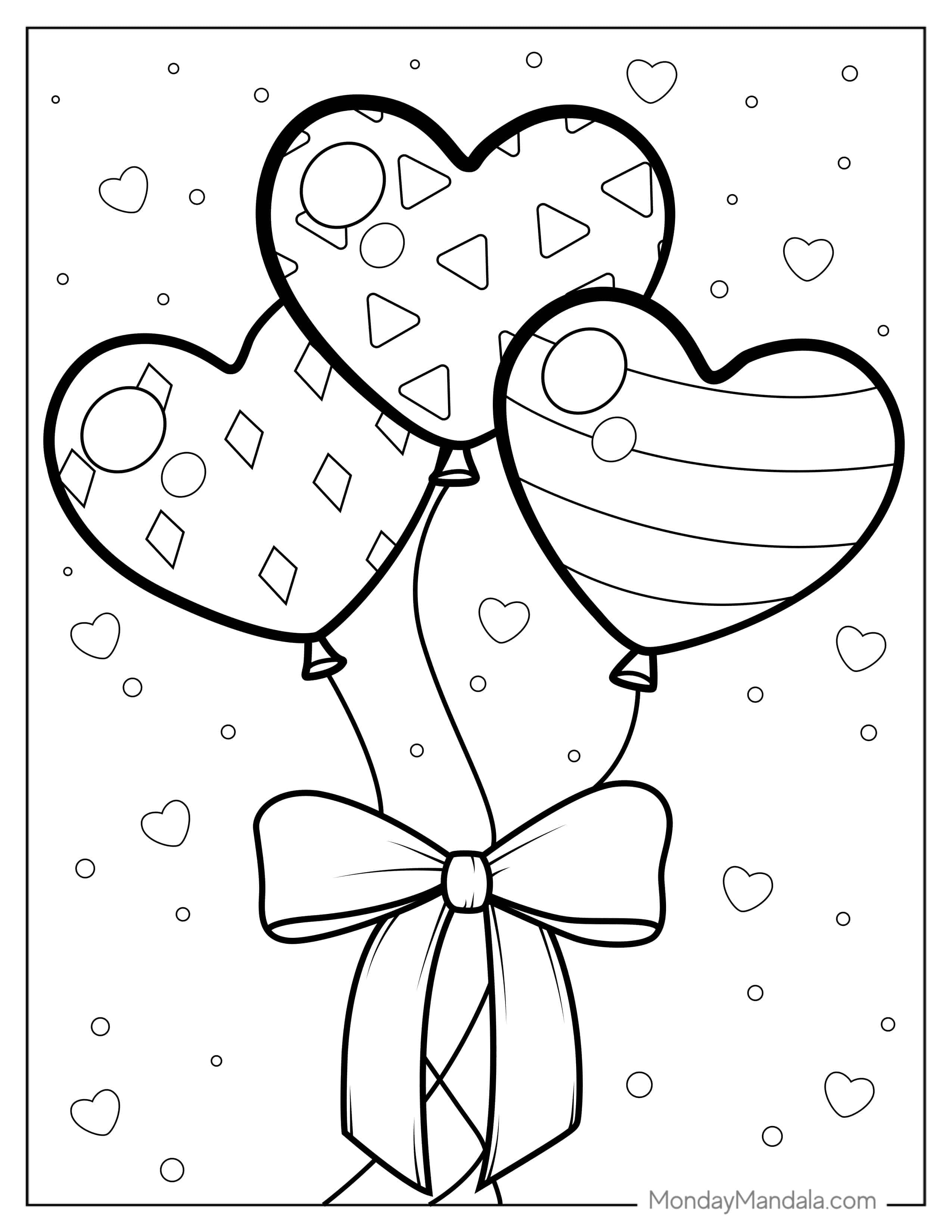 Love Heart Shaped Balloons To Color coloring page