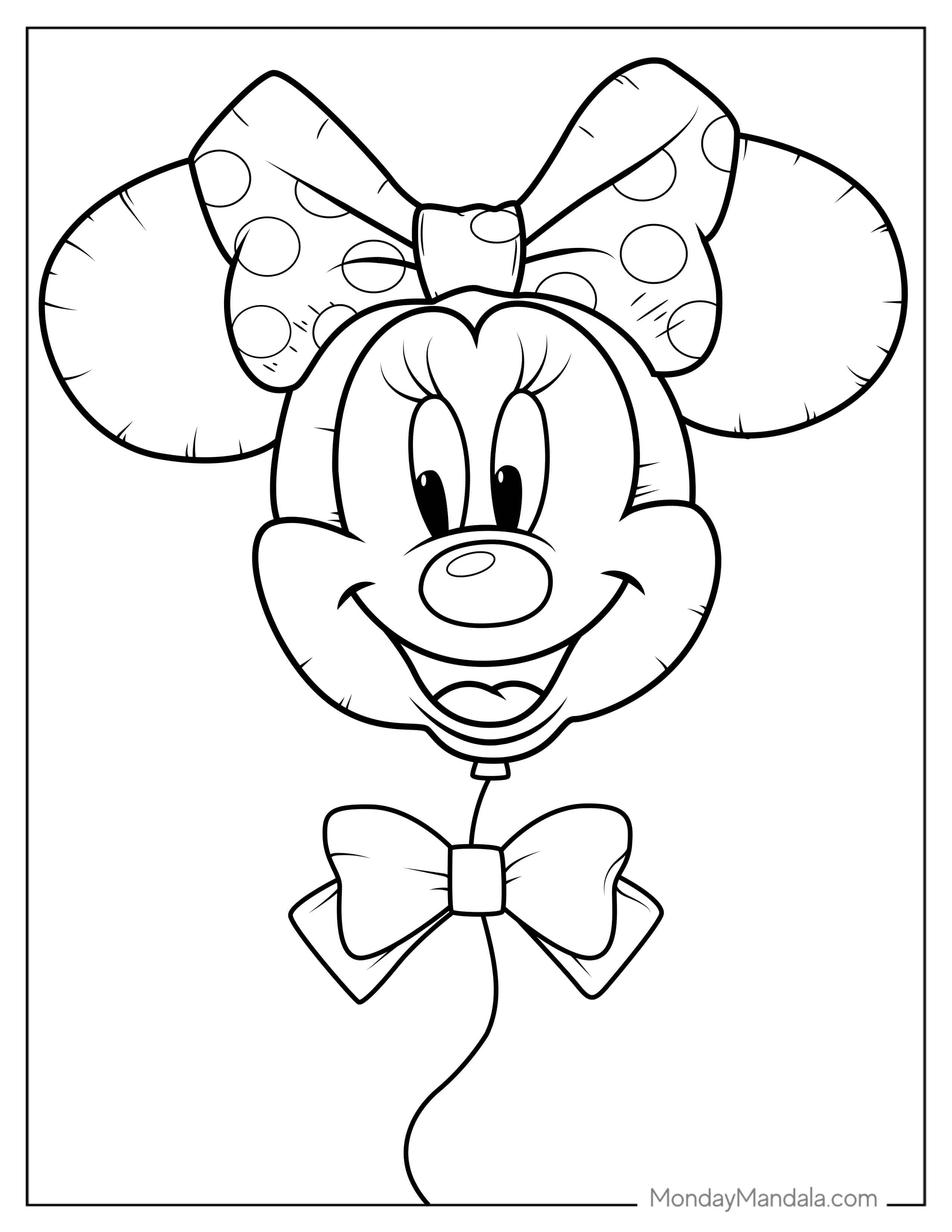 Minnie Mouse Balloon Coloring Sheet coloring page