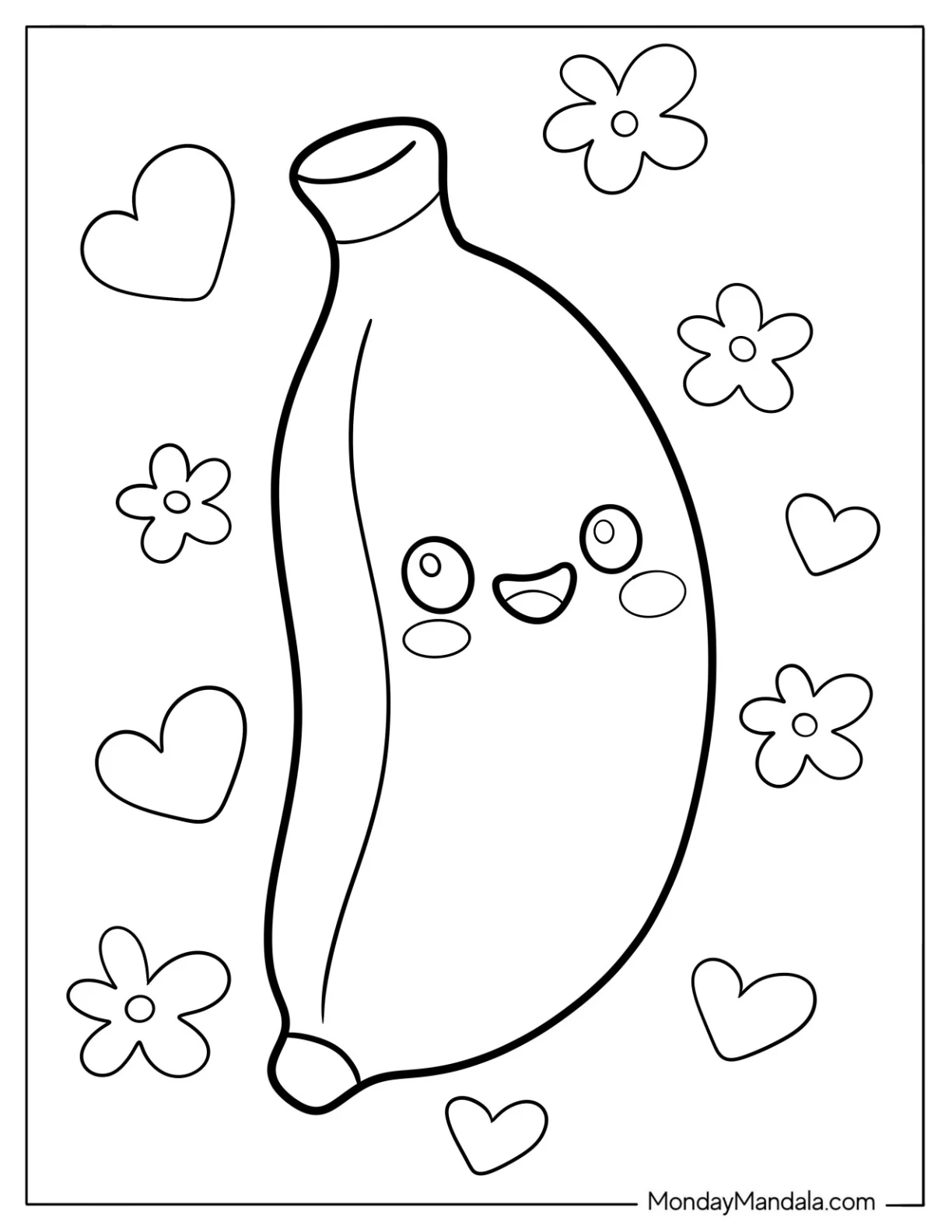 Chibi Banana Coloring Page For Preschoolers coloring page