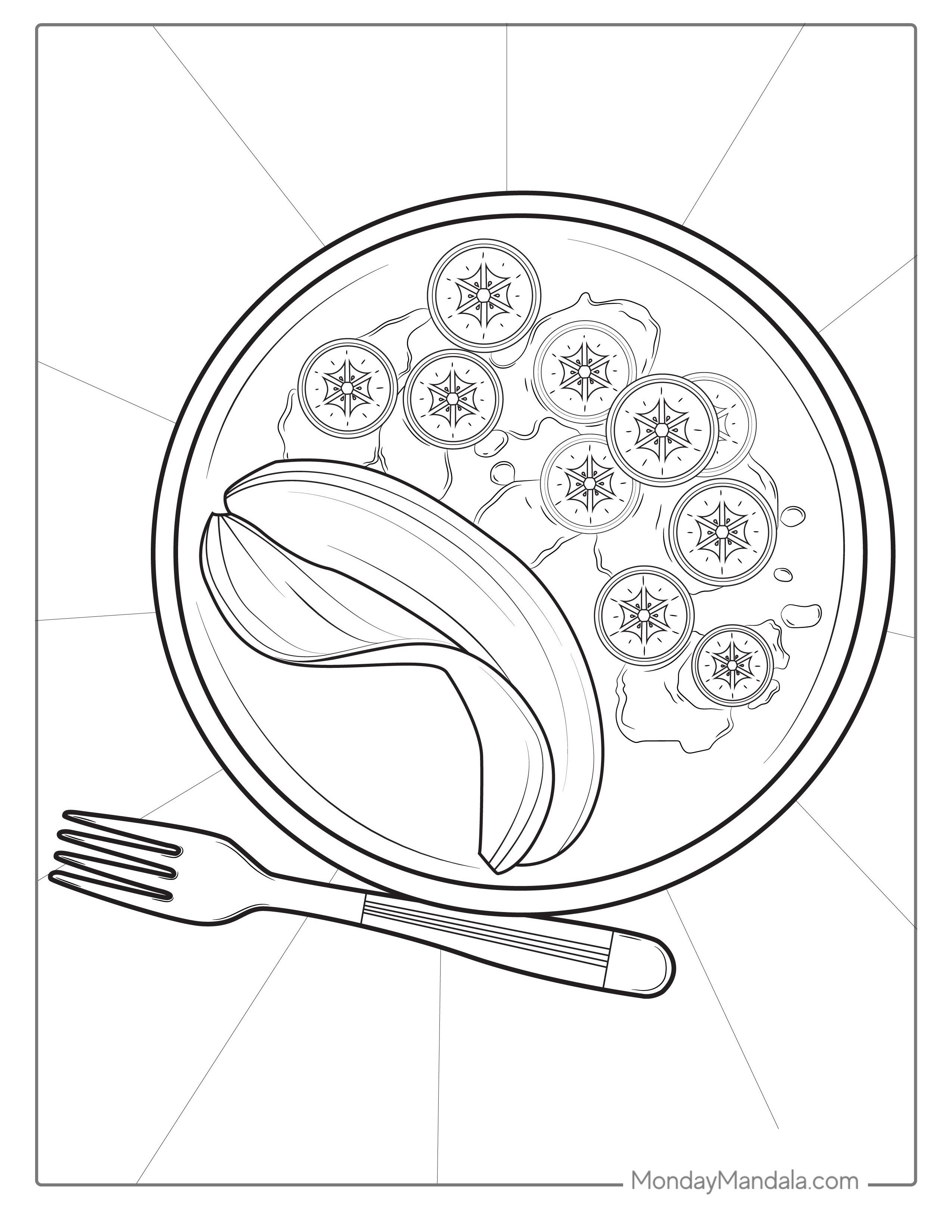 Chopped Banana With Maple Syrup To Color coloring page