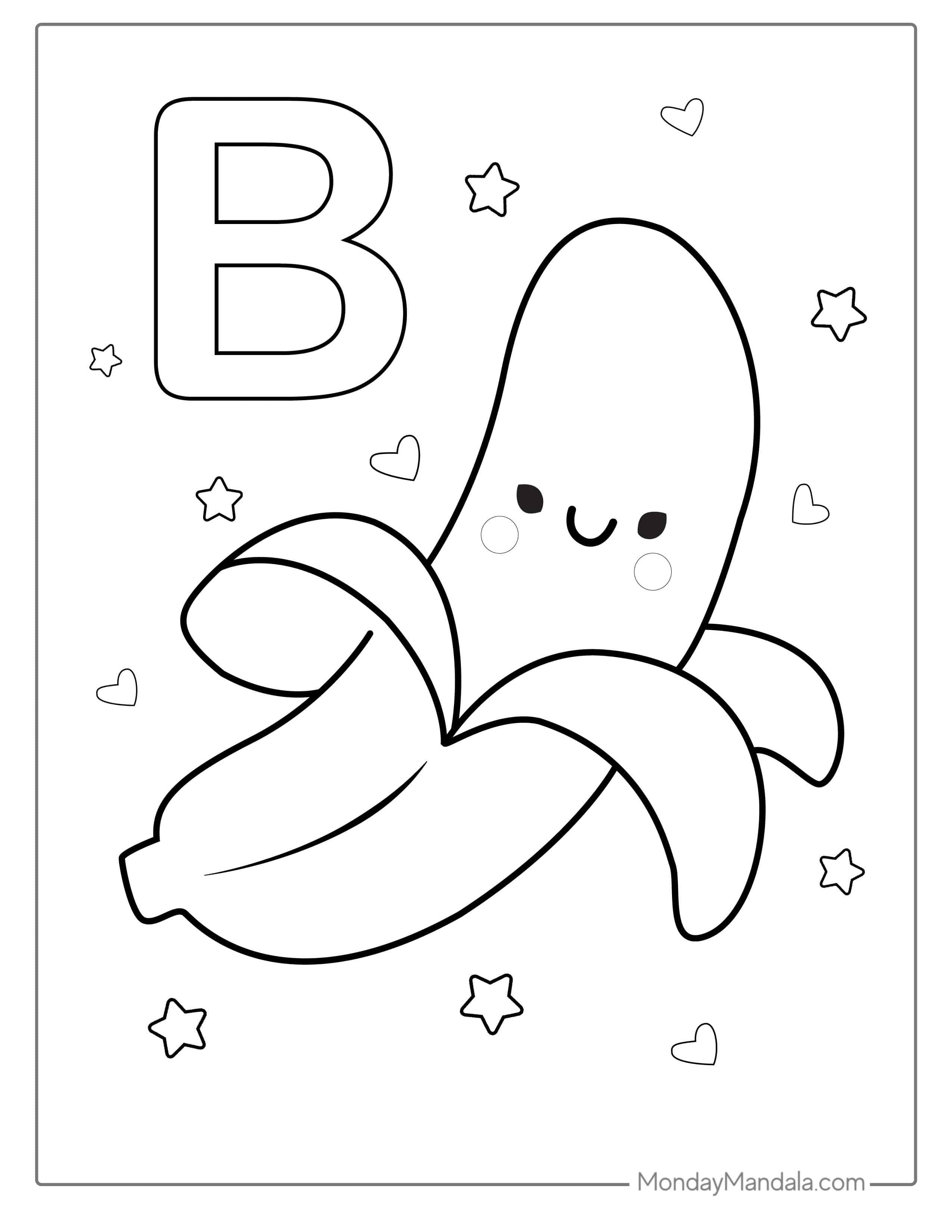 Easy Banana Coloring Page For Kids coloring page