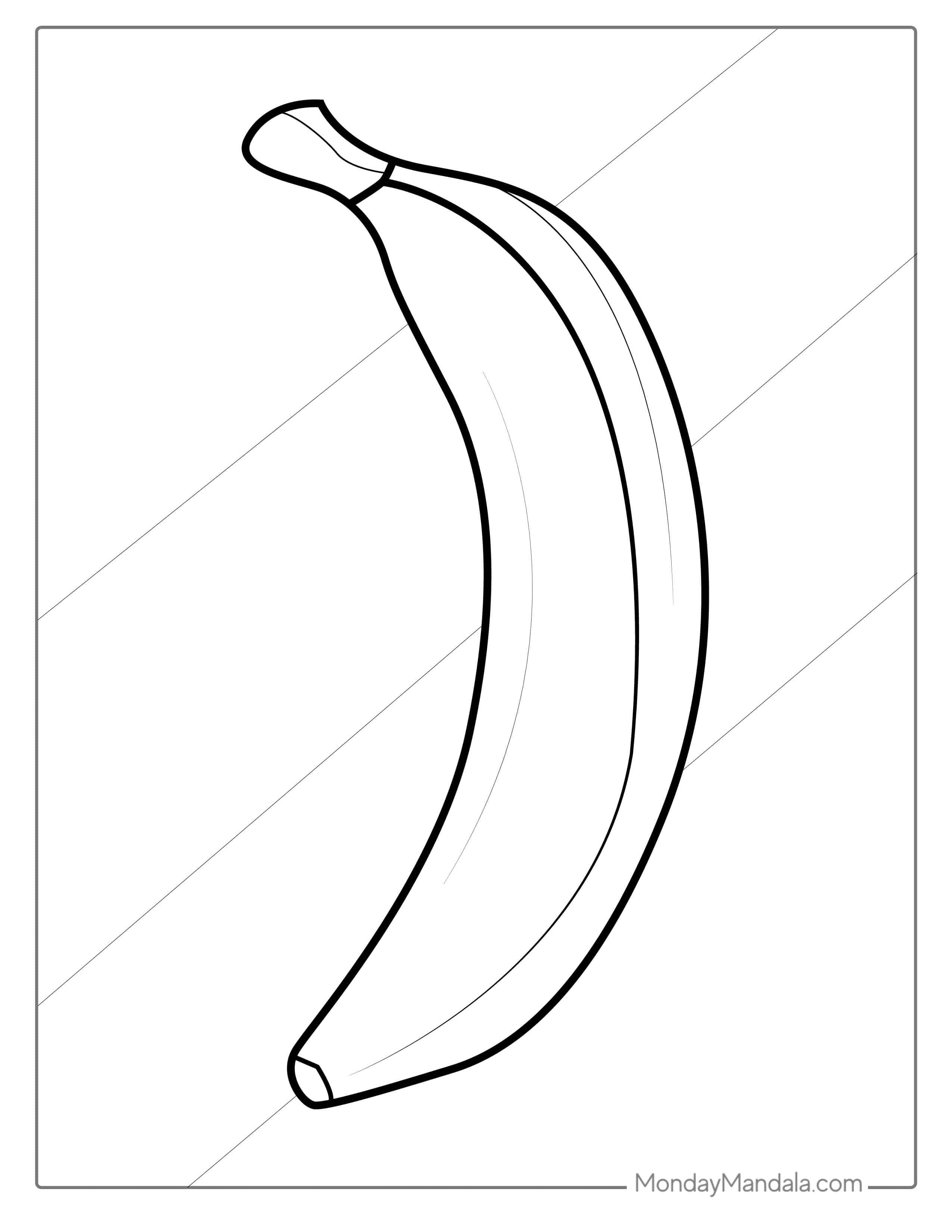 Easy Outline Of Banana For Preschoolers To Color coloring page