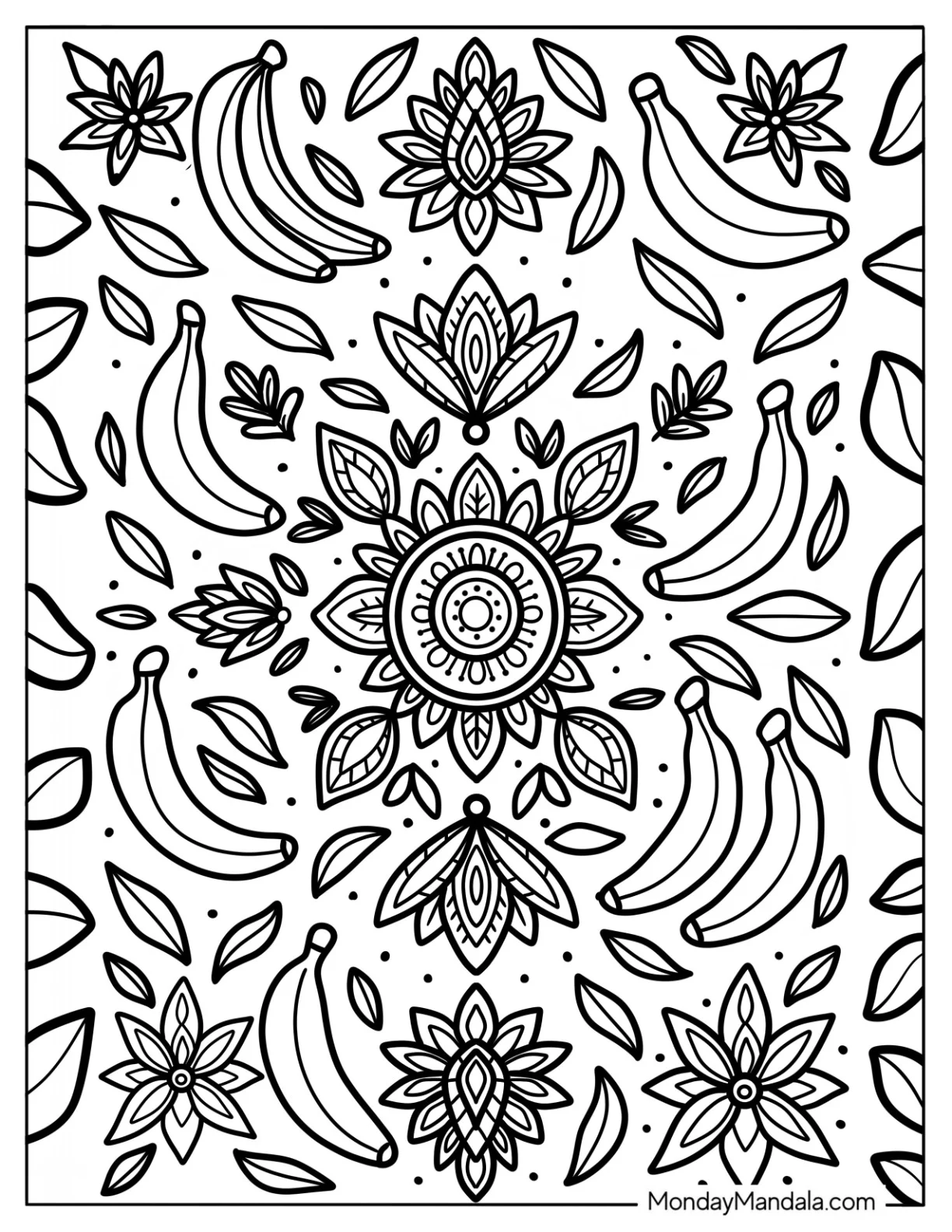Full Page Banana Coloring Page Mandala coloring page