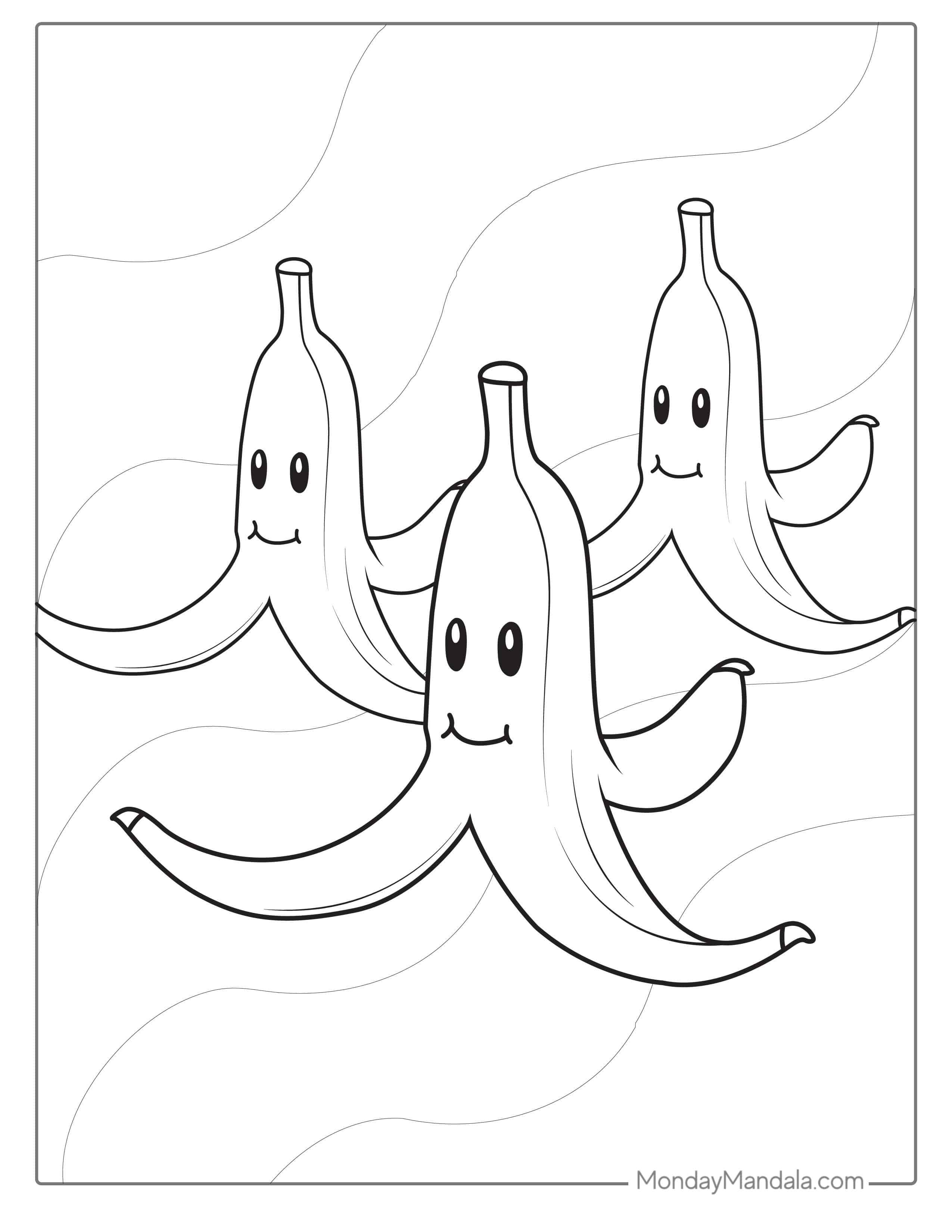 Super Mario Banana Peels Coloring Page coloring page