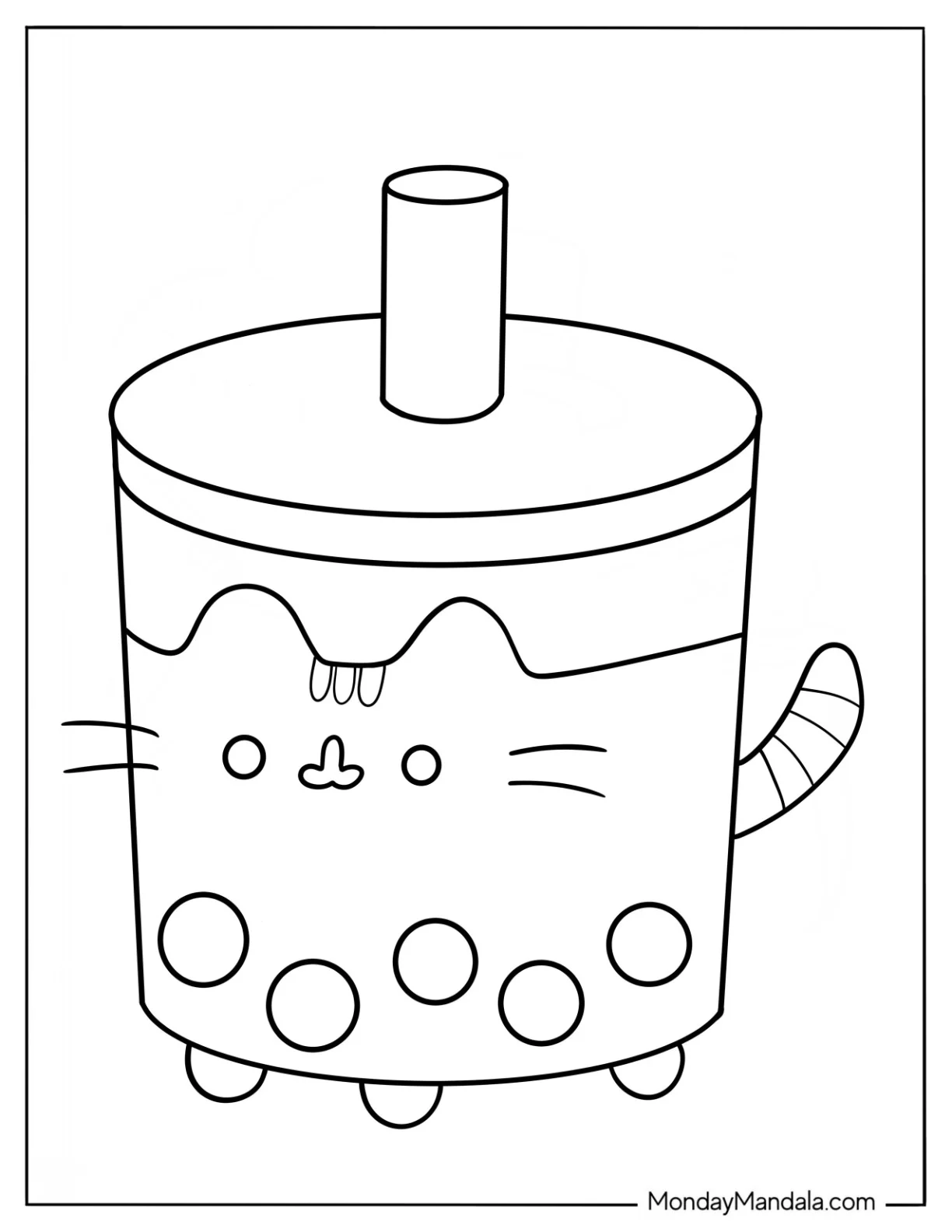 Cat Boba Tea Coloring Page Of Cup Walking For Kids coloring page