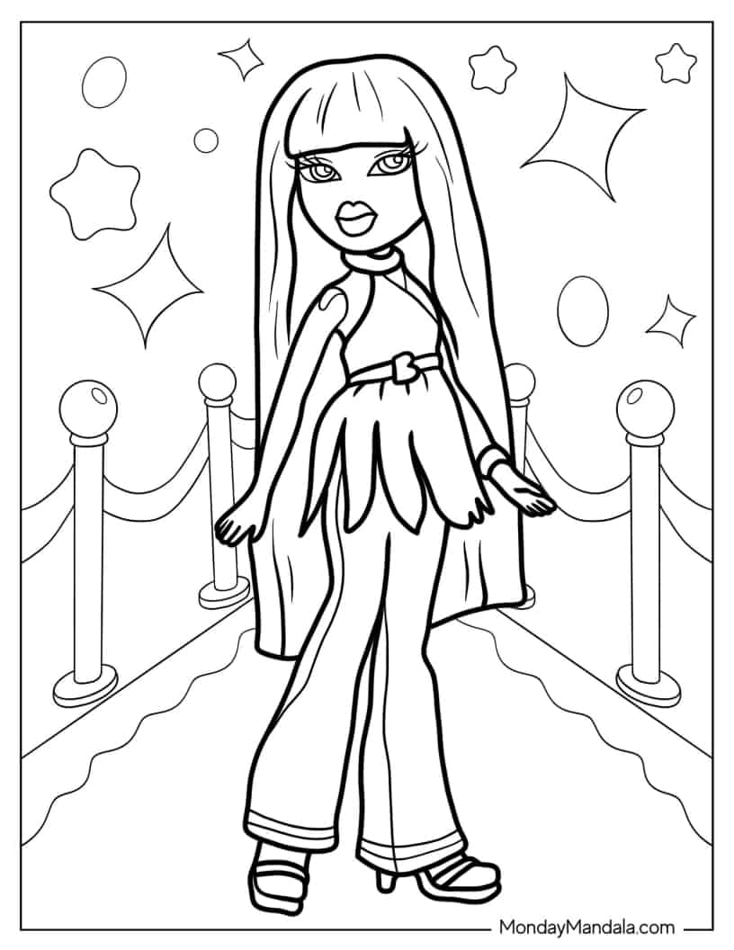 Bratz Chloe On Red Carpet Coloring Sheet coloring page