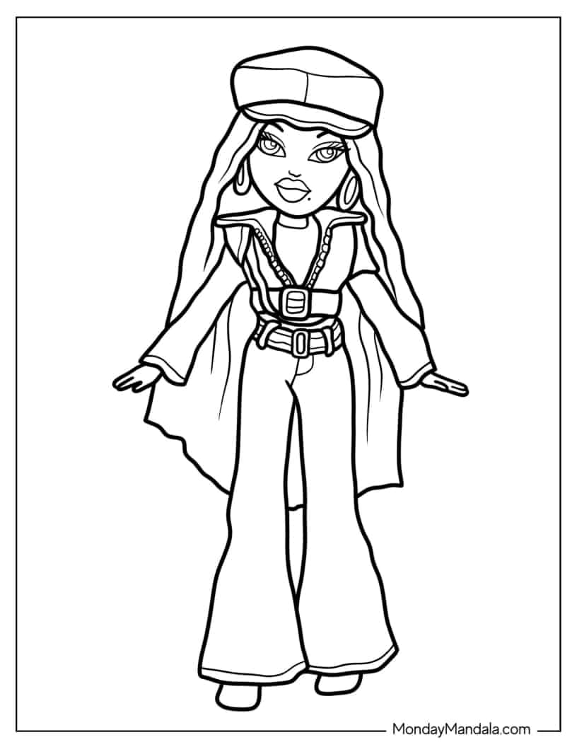 Bratz Roxxie Coloring In For Kids coloring page — printable line art