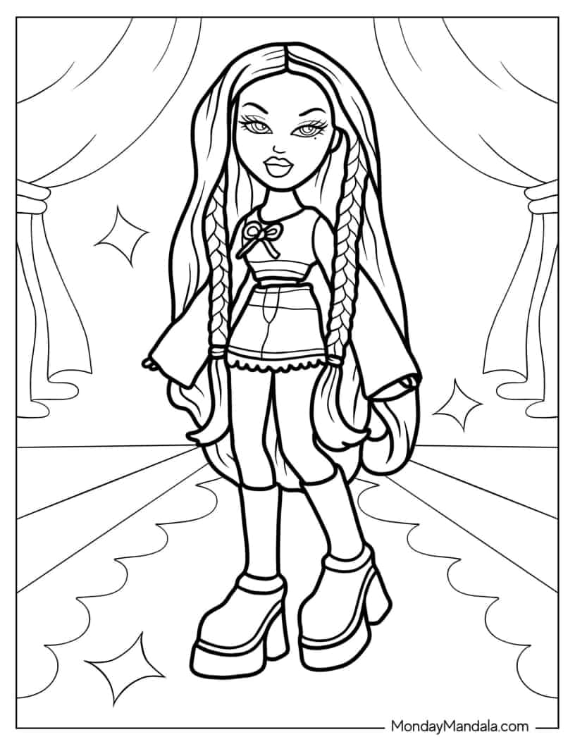 Bratz Yasmin In Skirt Coloring Sheet coloring page