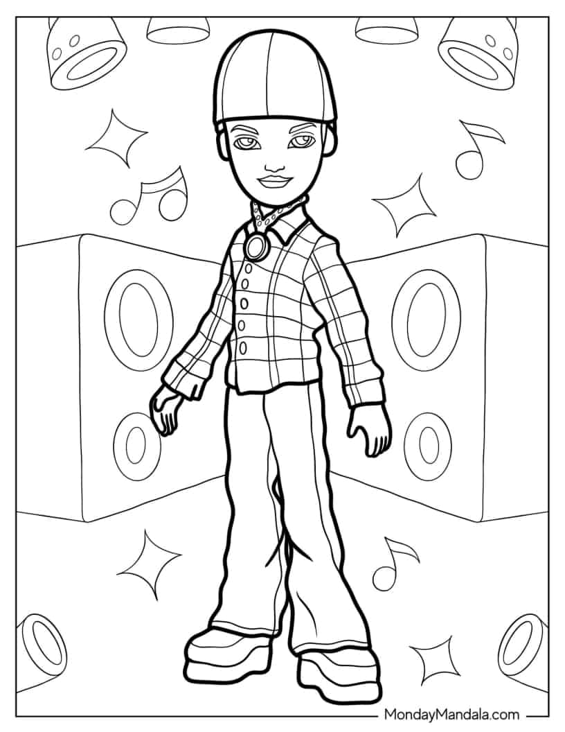 Bryce Bratz In A Party coloring page — printable line art