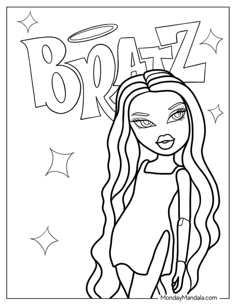 Cloe Bratz Doll Coloring Page For Kids coloring page — printable line art