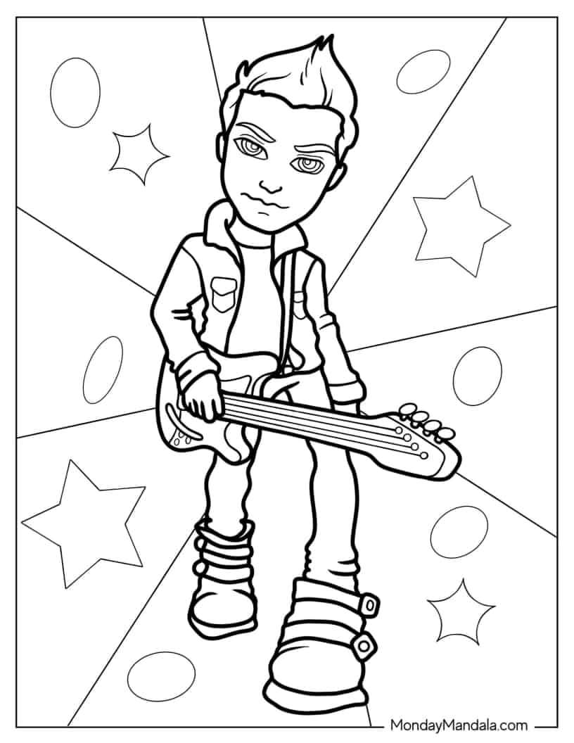 Eitan Bratz Doll Playing Guitar coloring page