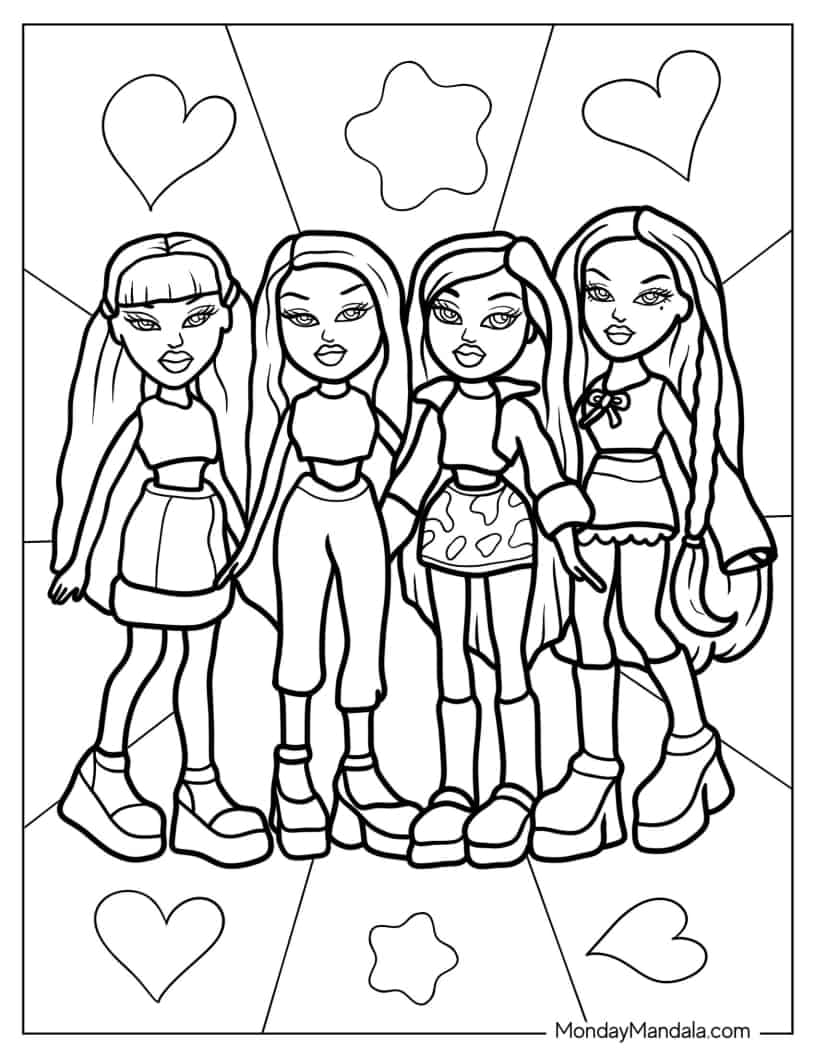Jade, Sasha, Cloe, and Yasmin coloring page