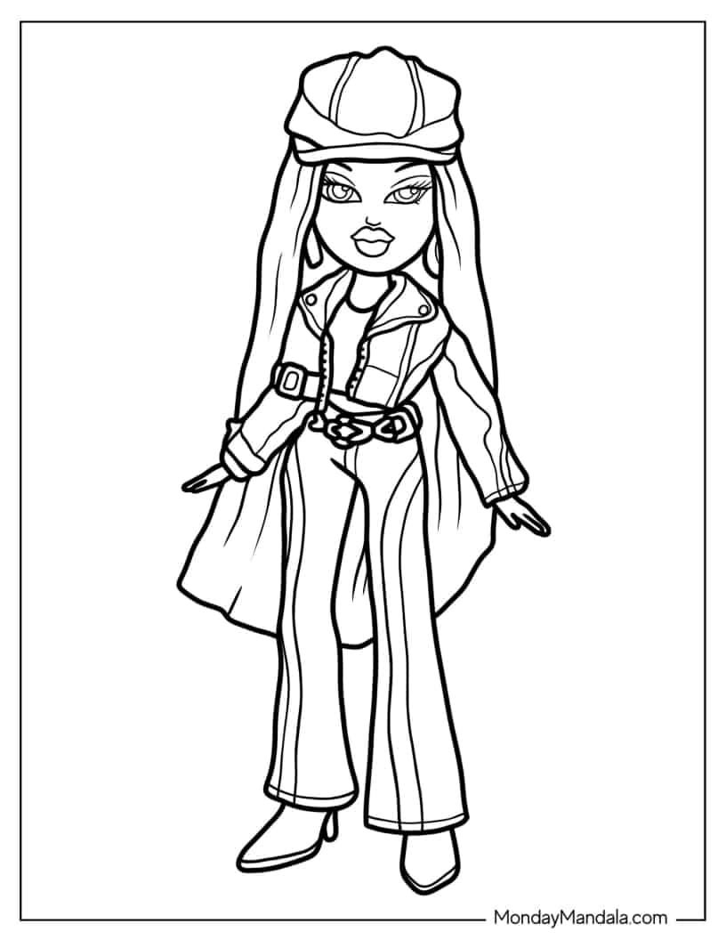 Simple Outline Of Bratz Sasha Coloring In coloring page