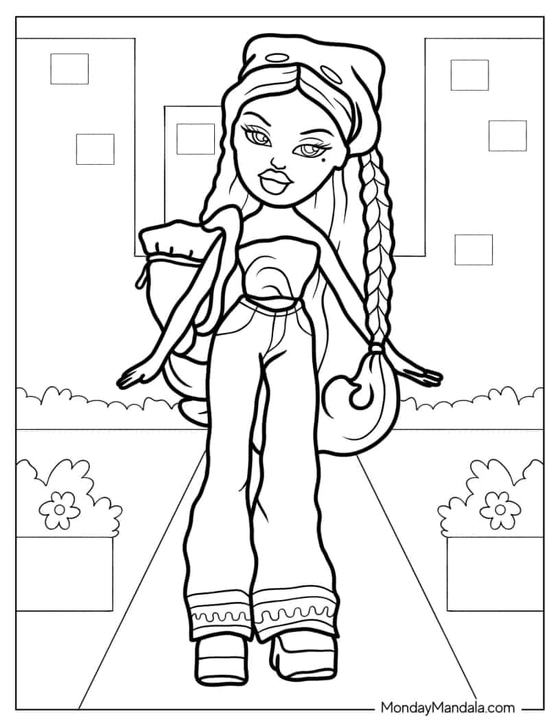 Yasmin In Braids And Crop Top Coloring Sheet coloring page