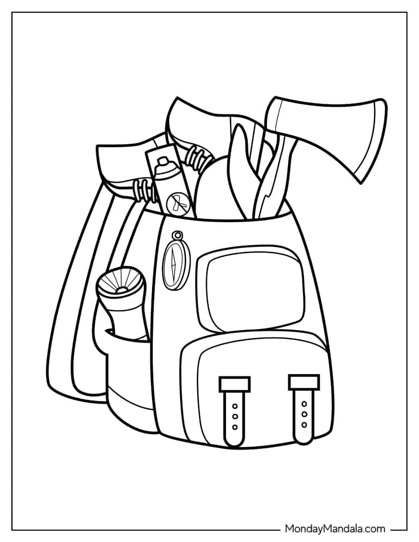 Coloring Page Of Camper_s Backpack coloring page