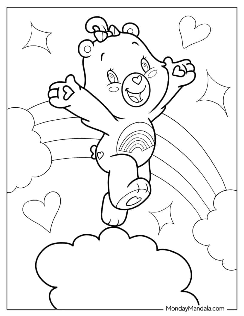 Coloring Page Of Cheer Care Bear Leaping In Joy coloring page