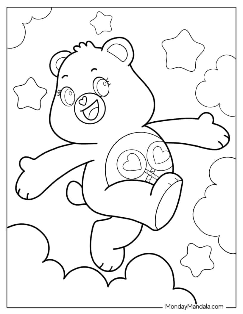 Easy Outline Of Share Bear Skipping coloring page