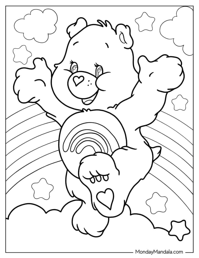Furry Cheer Bear With Paws Up Coloring In coloring page
